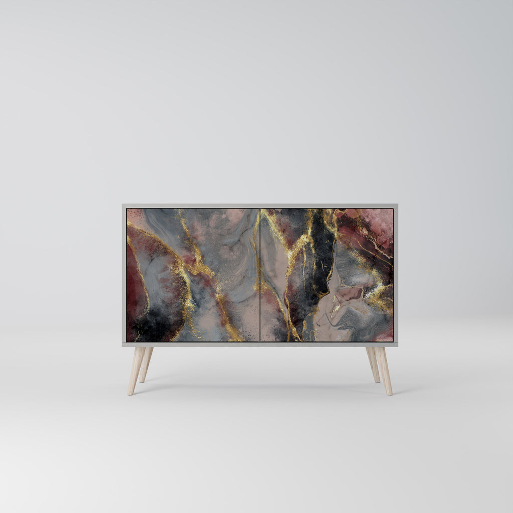 Buffet 2 portes GOLDEN TIDES en finition grise