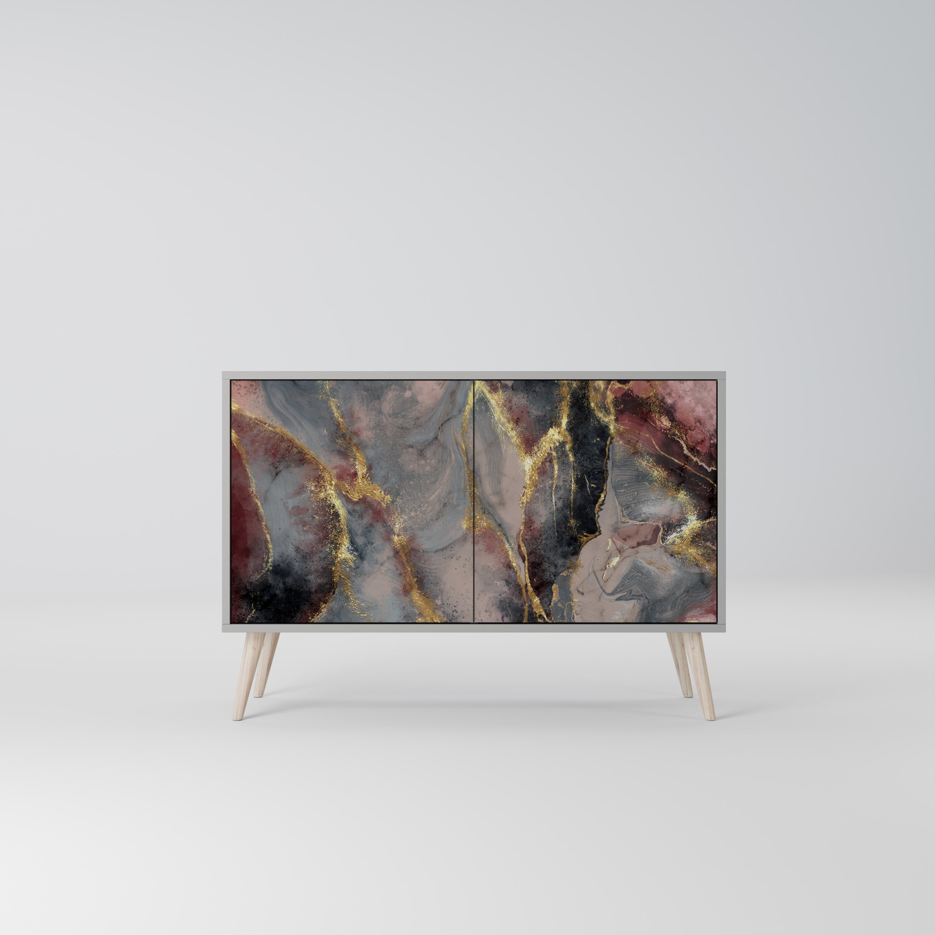 Buffet 2 portes GOLDEN TIDES en finition grise