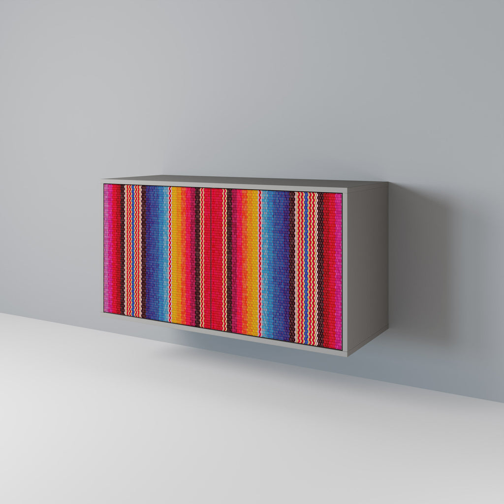 Buffet 2 portes ethnique mexicain en finition grise