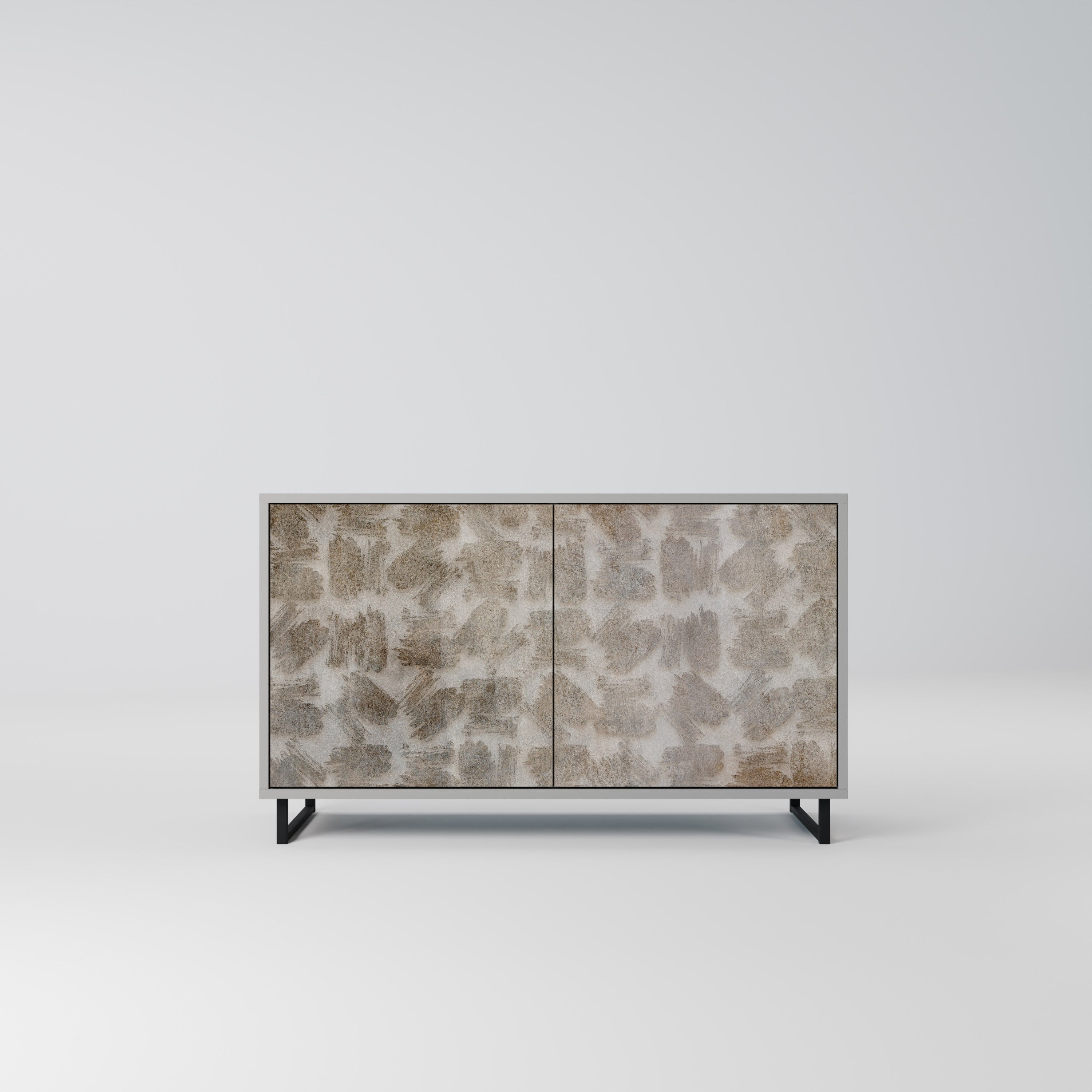 Buffet 2 portes légèrement flou en finition grise