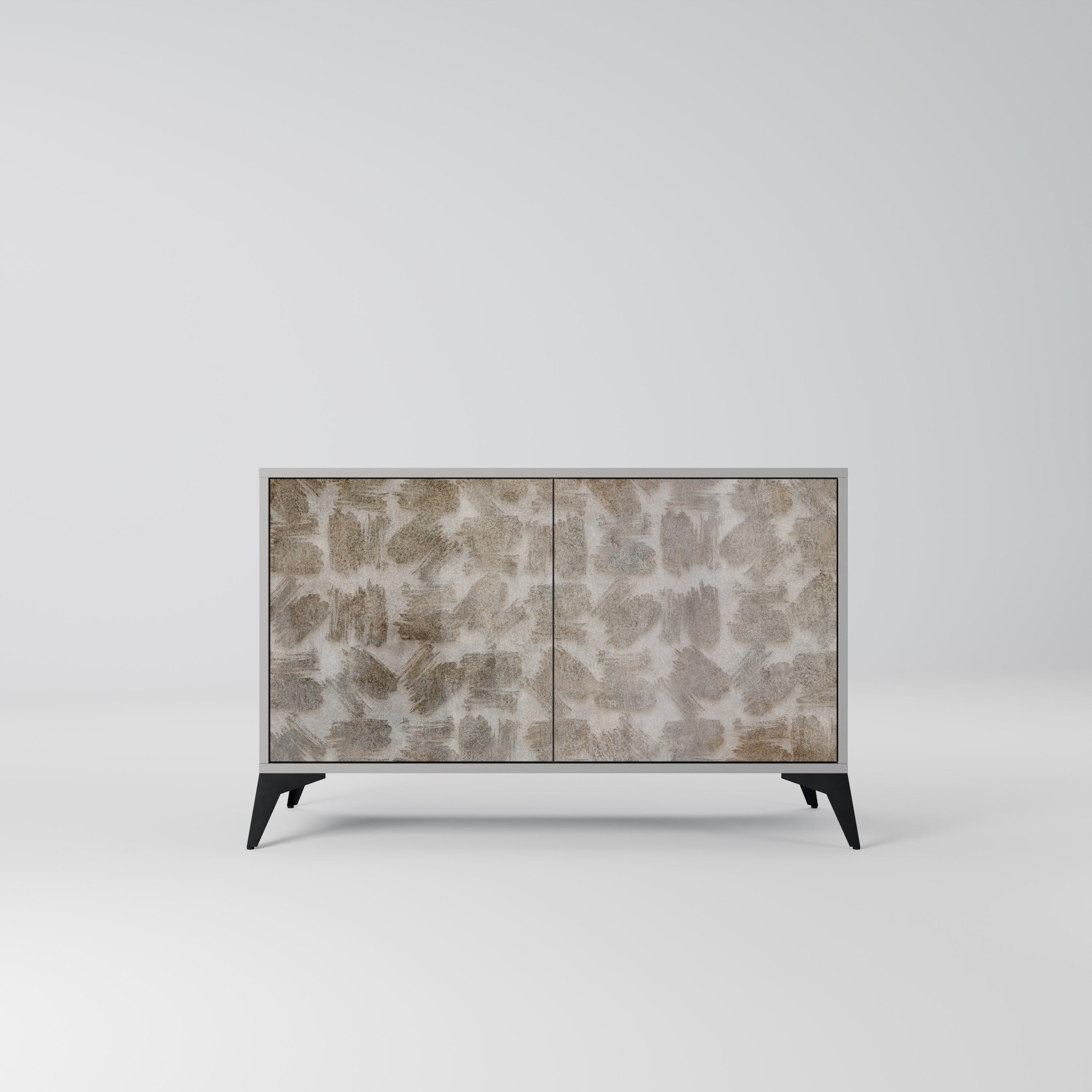 Buffet 2 portes légèrement flou en finition grise