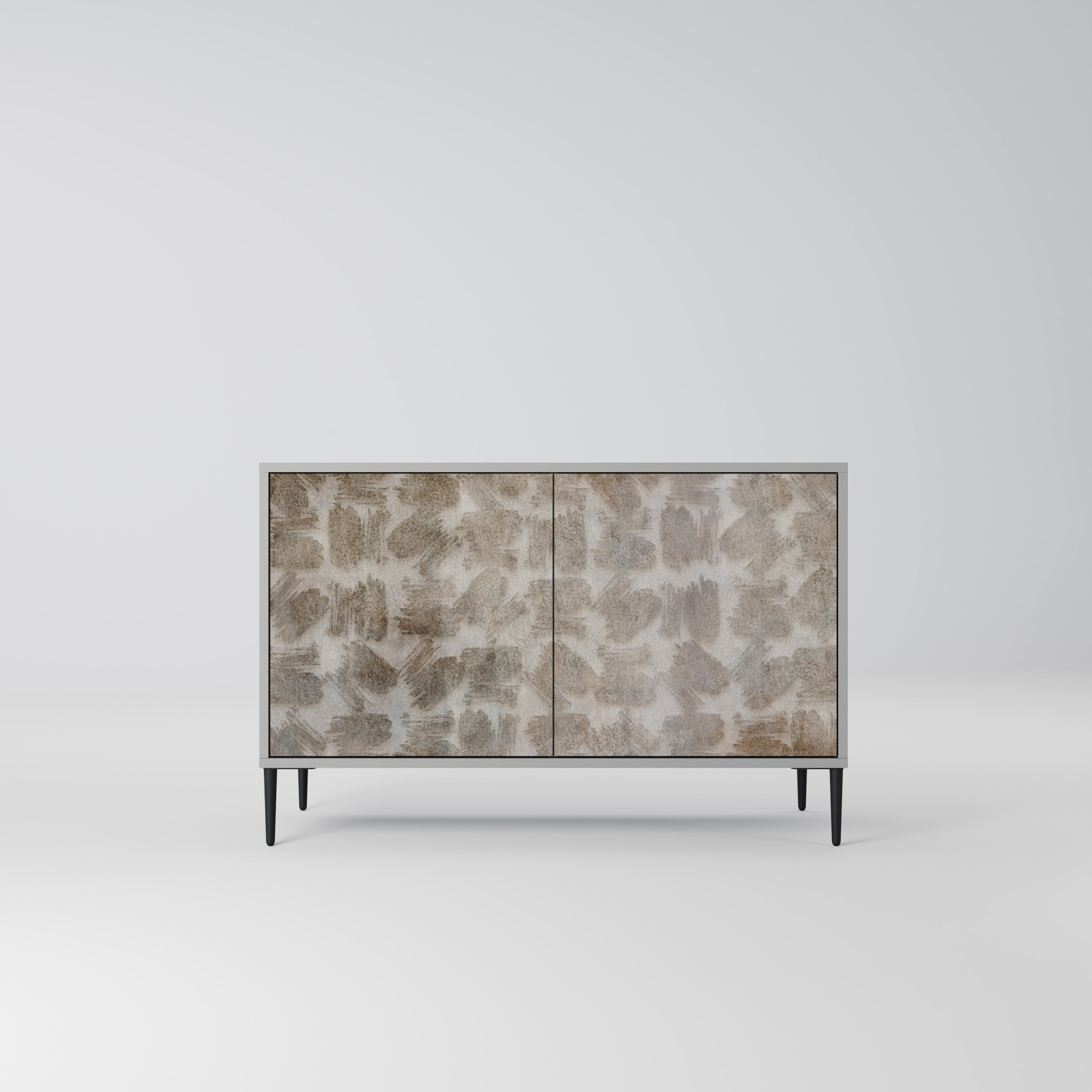 Buffet 2 portes légèrement flou en finition grise