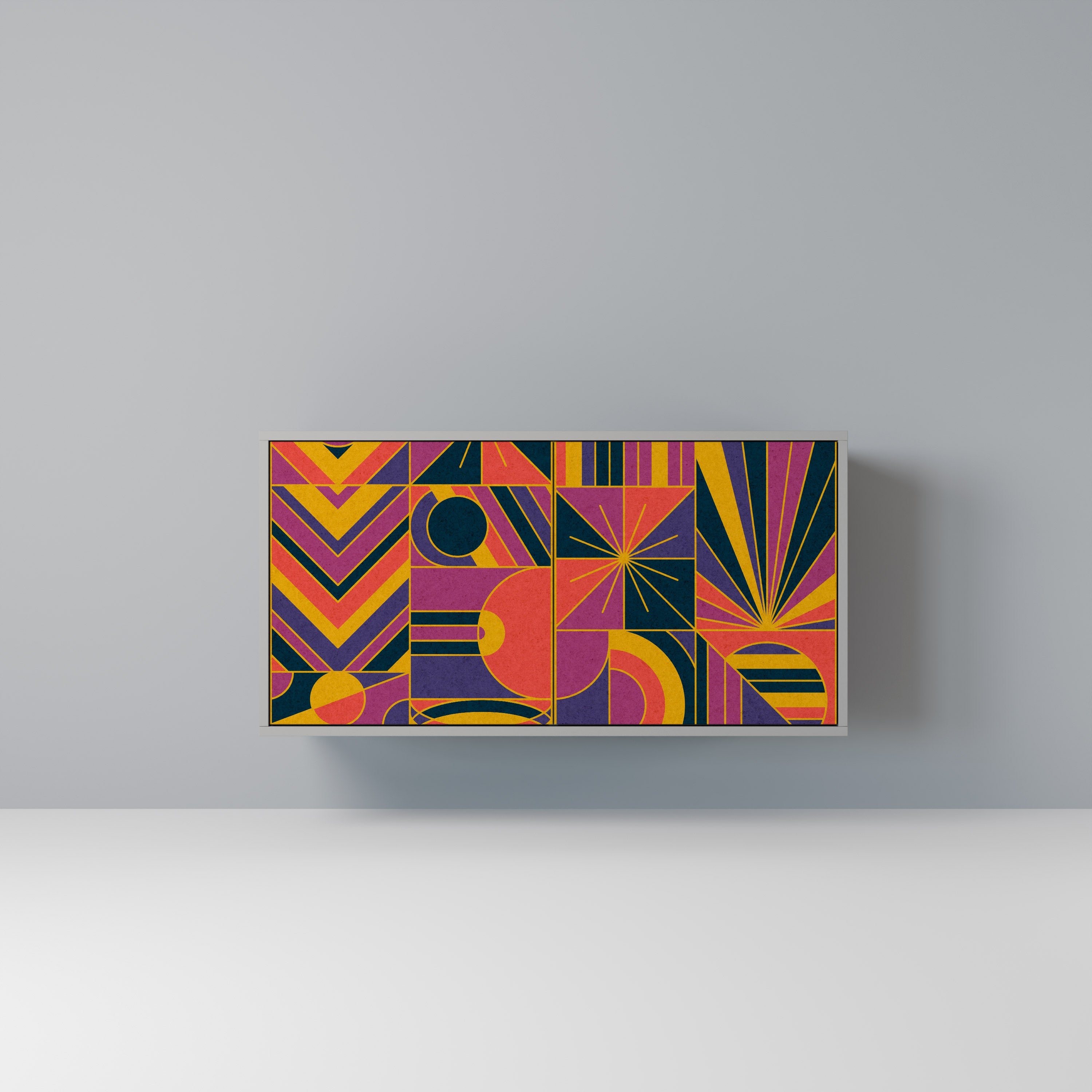 Buffet 2 portes ELECTRIC PATTERNS finition grise