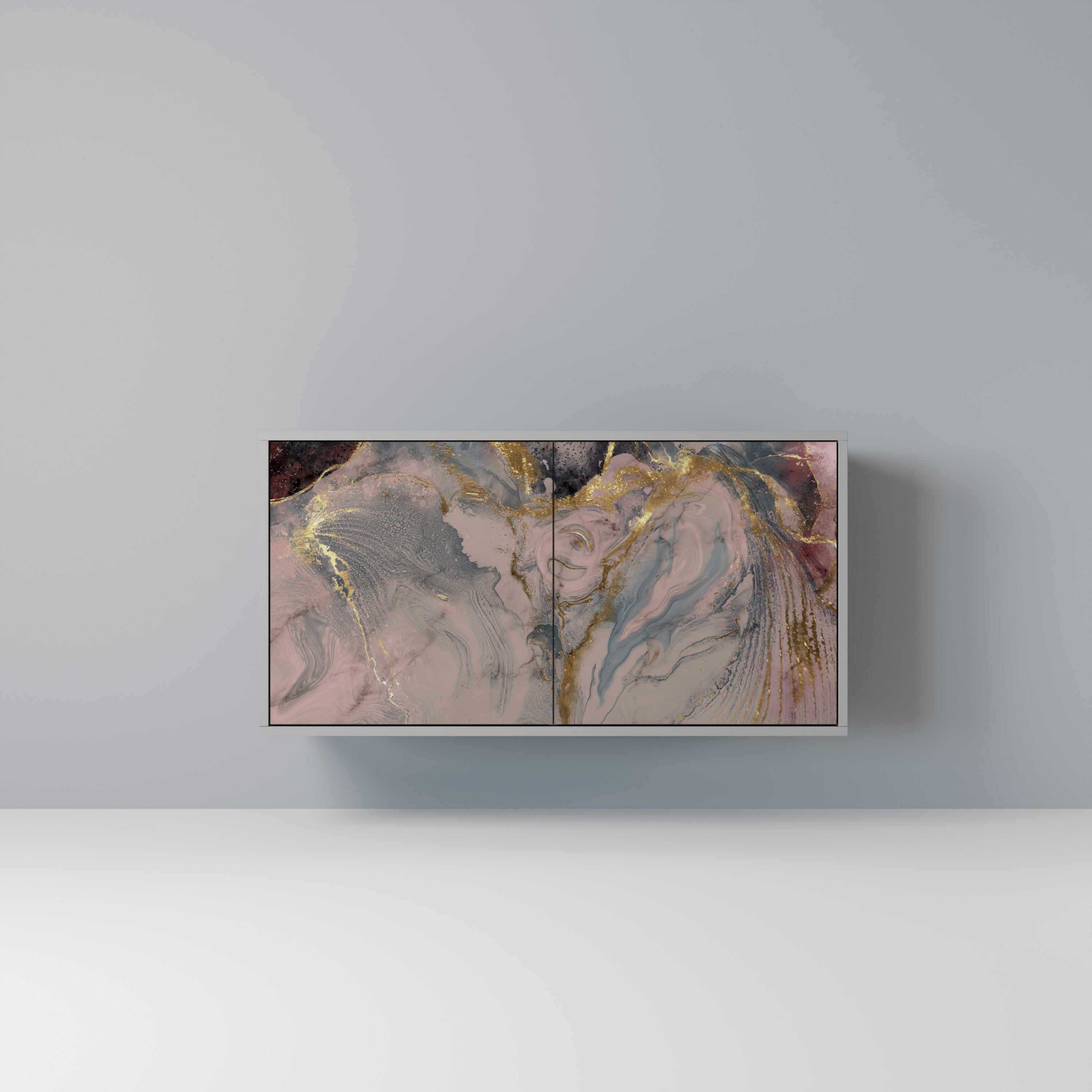 Buffet 2 portes GILDED SWIRLS en finition grise