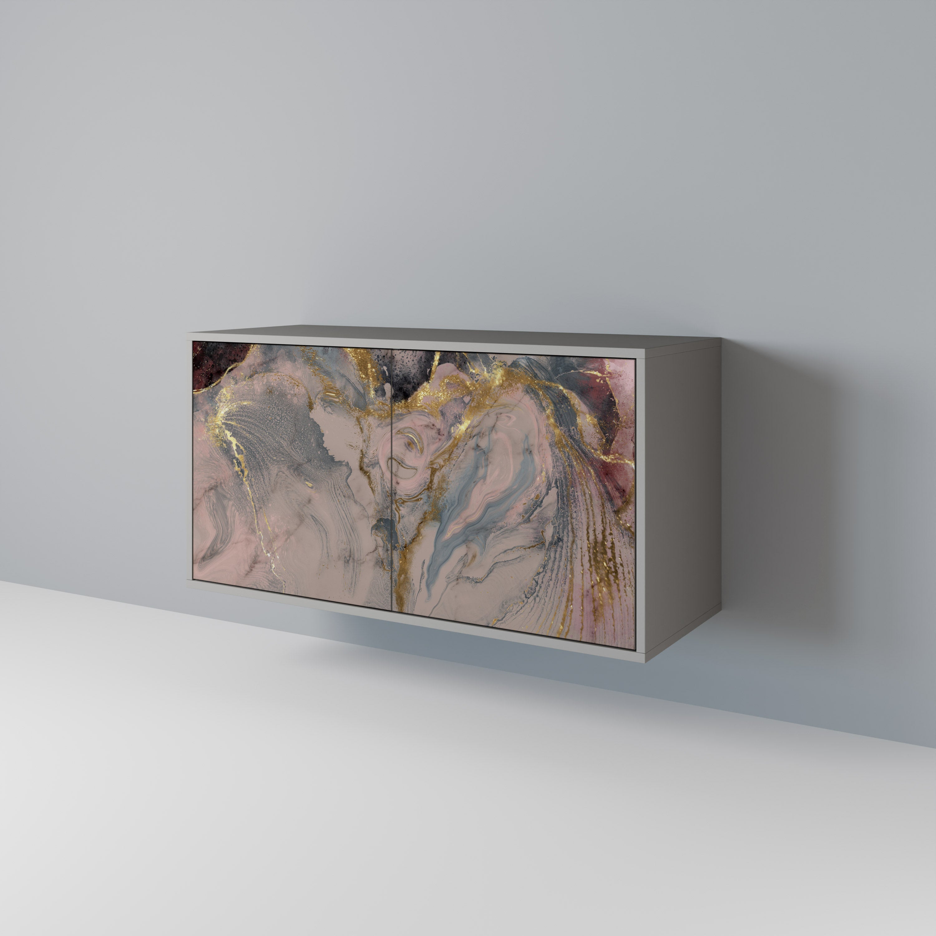 Buffet 2 portes GILDED SWIRLS en finition grise