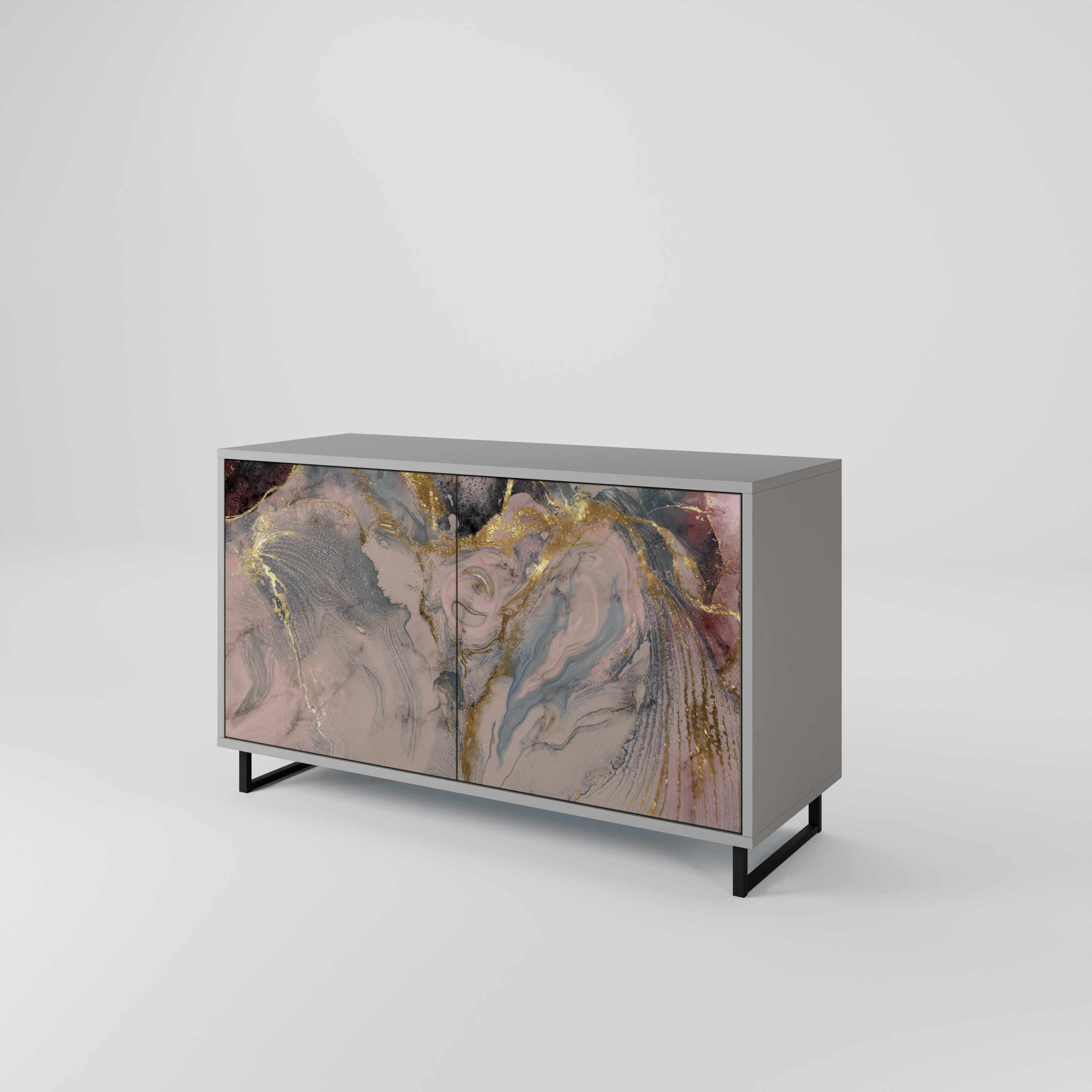 Buffet 2 portes GILDED SWIRLS en finition grise