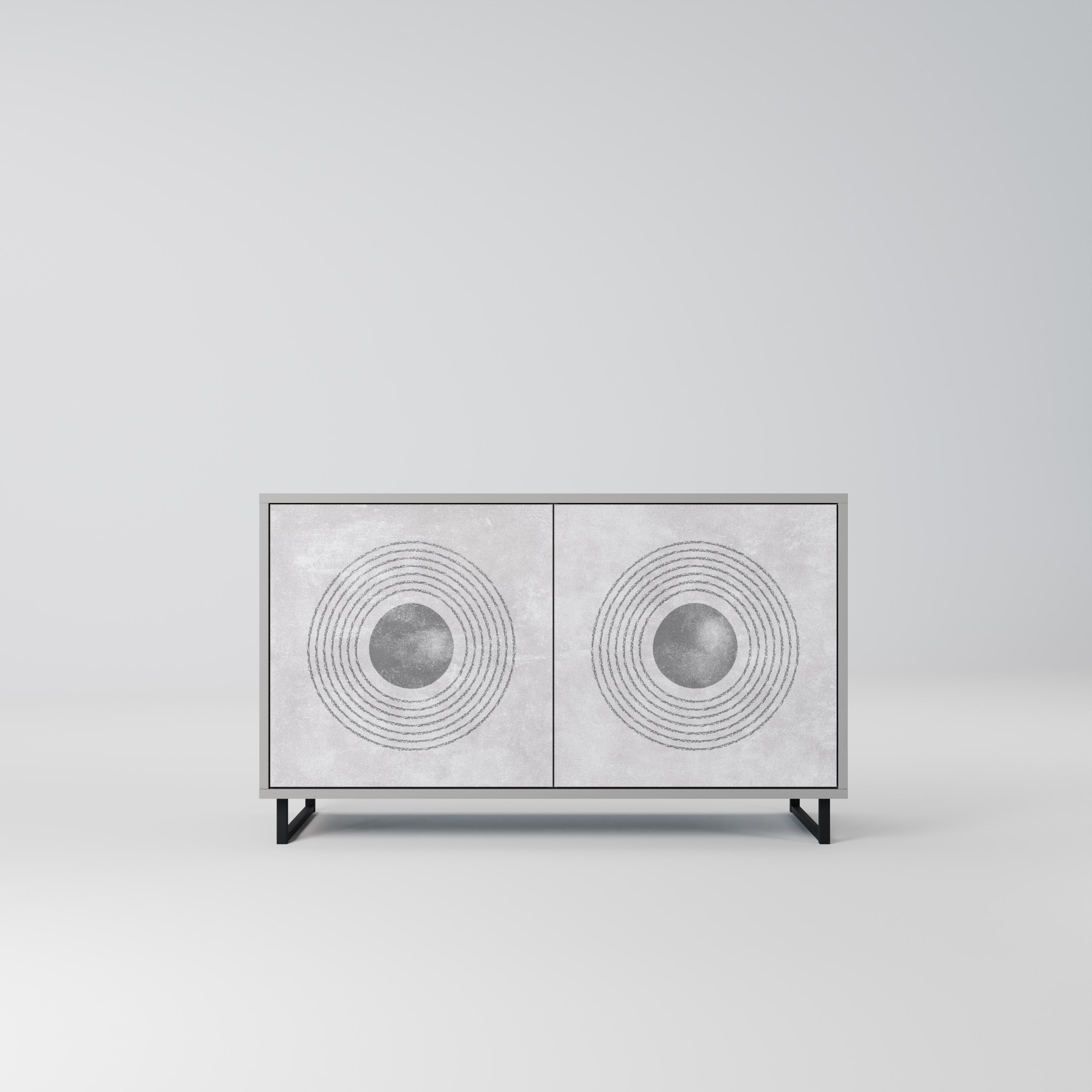 Buffet 2 portes SOLID CIRCLES en finition grise