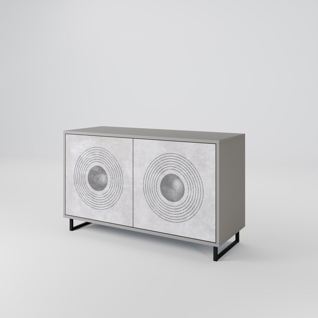 Buffet 2 portes SOLID CIRCLES en finition grise