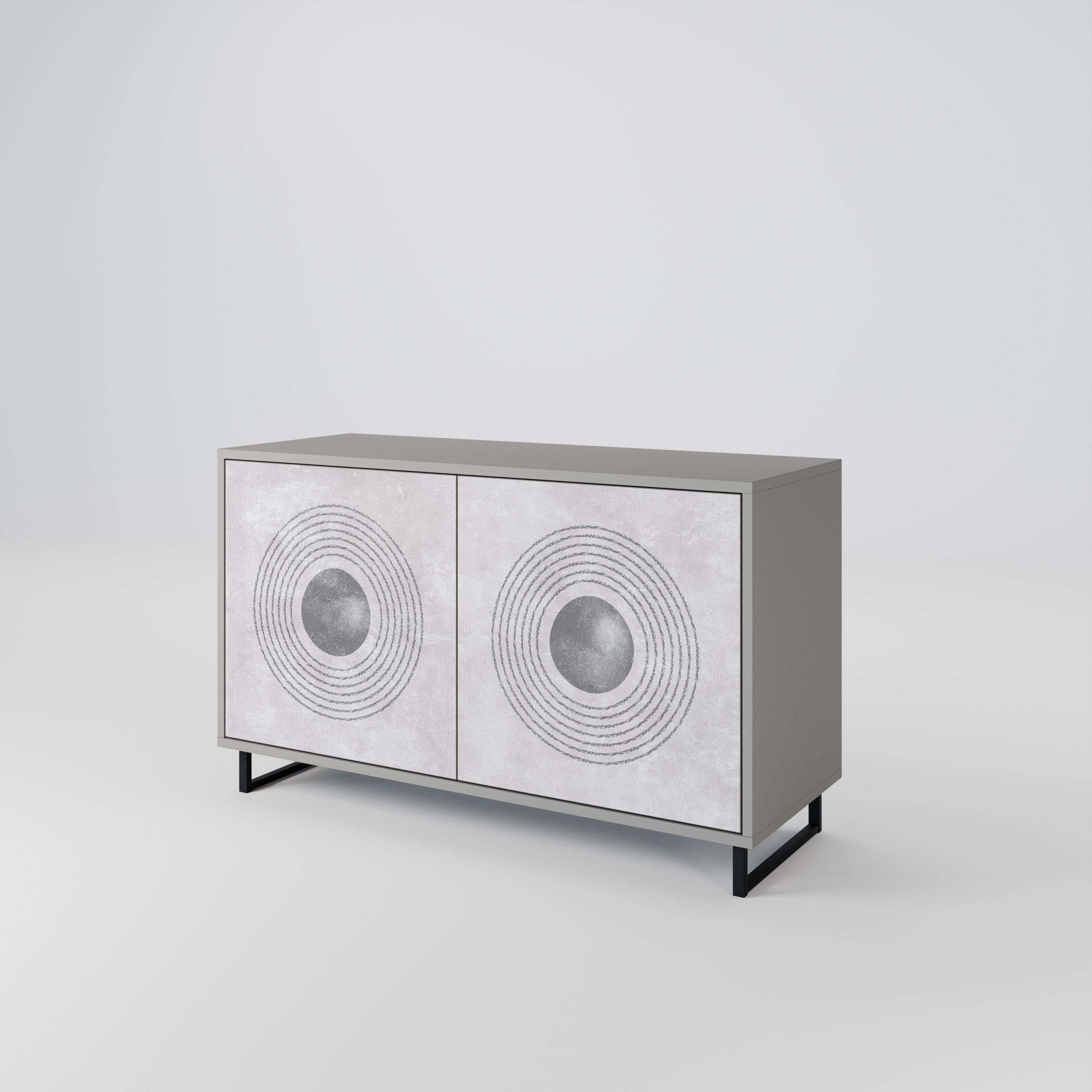 Buffet 2 portes SOLID CIRCLES en finition grise