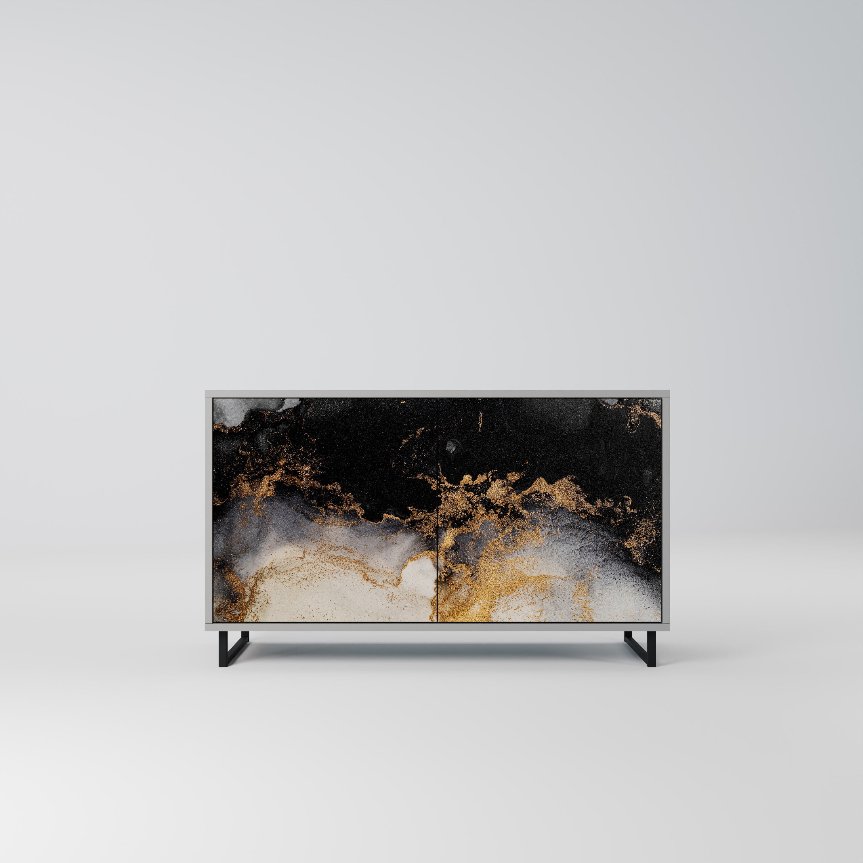 Buffet 2 portes MARBLE OF TOMMORROW en finition grise