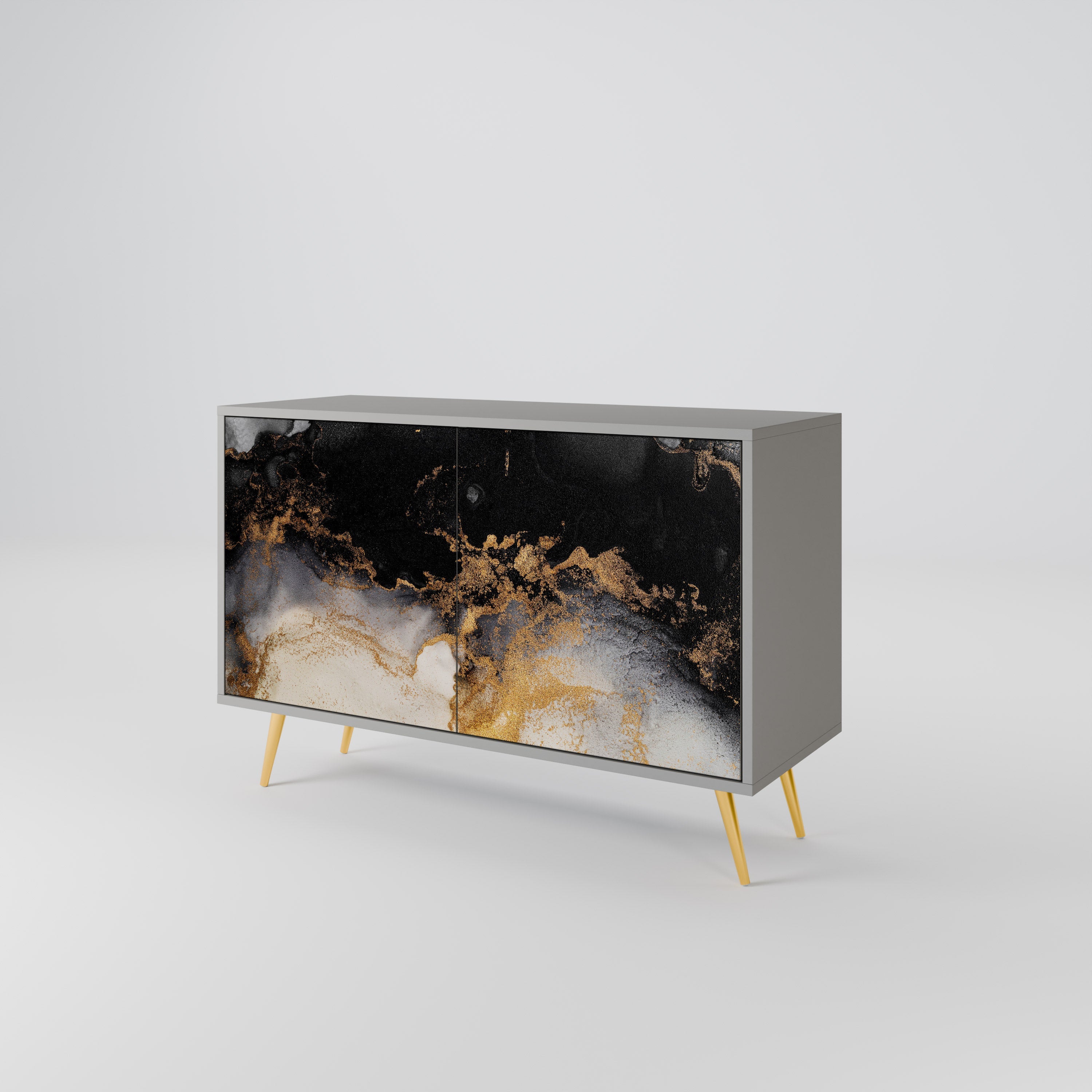 Buffet 2 portes MARBLE OF TOMMORROW en finition grise