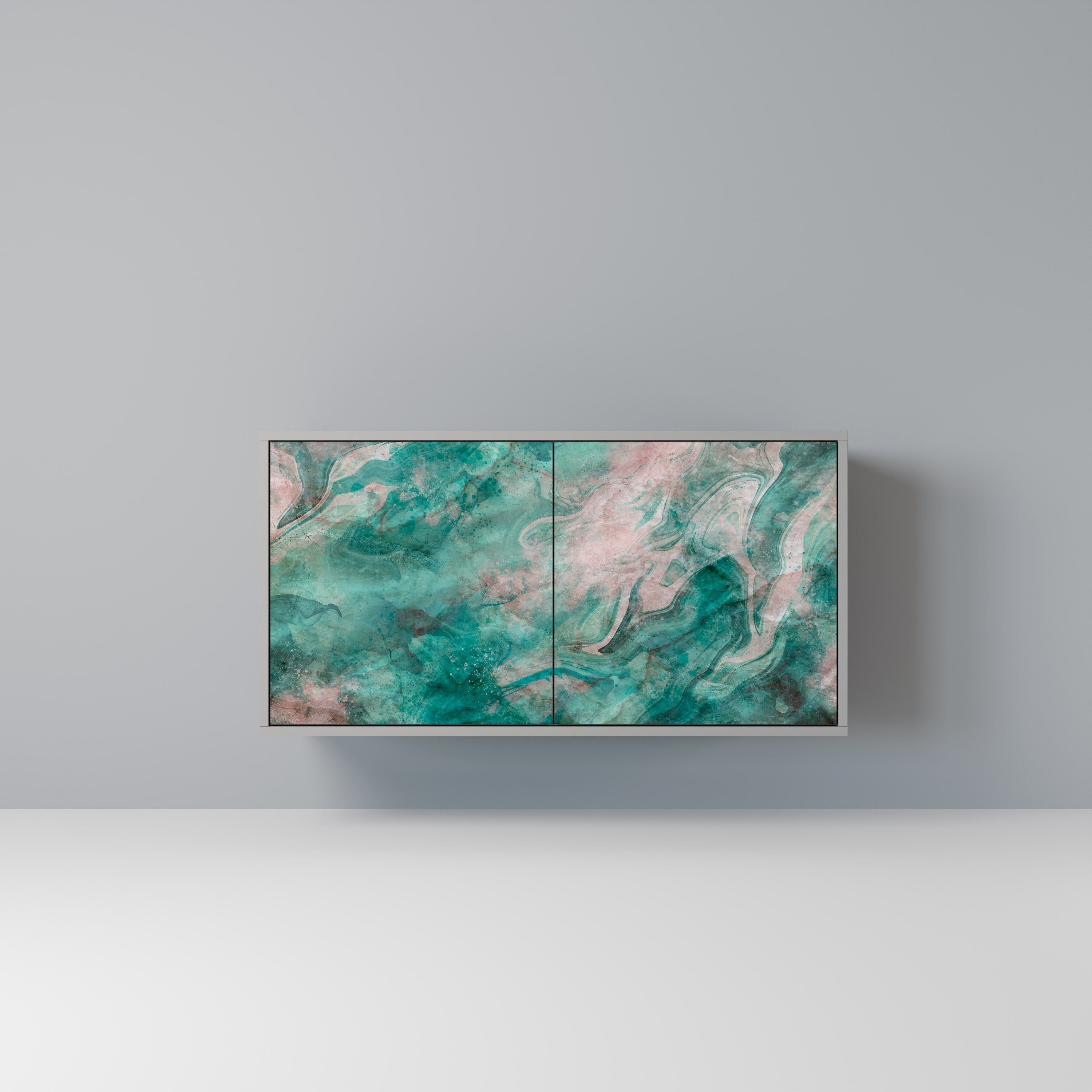 Buffet 2 portes ABSTRACT ALCHEMY en finition grise