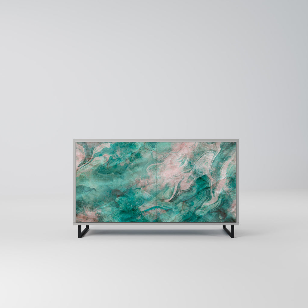 Buffet 2 portes ABSTRACT ALCHEMY en finition grise