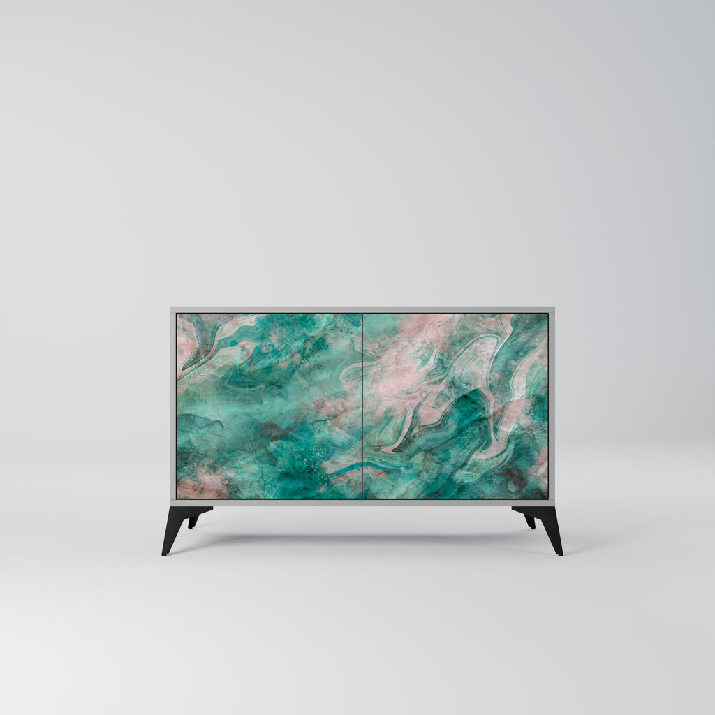 Buffet 2 portes ABSTRACT ALCHEMY en finition grise