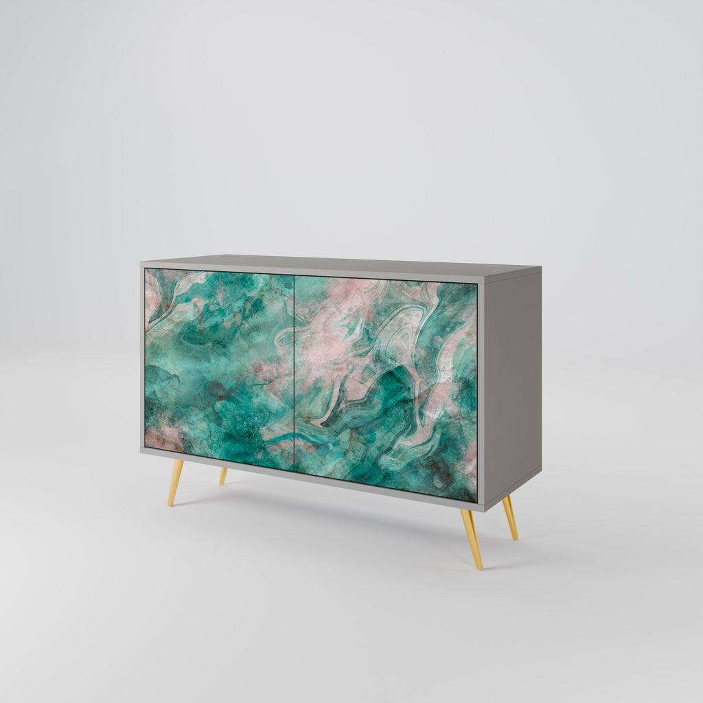 Buffet 2 portes ABSTRACT ALCHEMY en finition grise