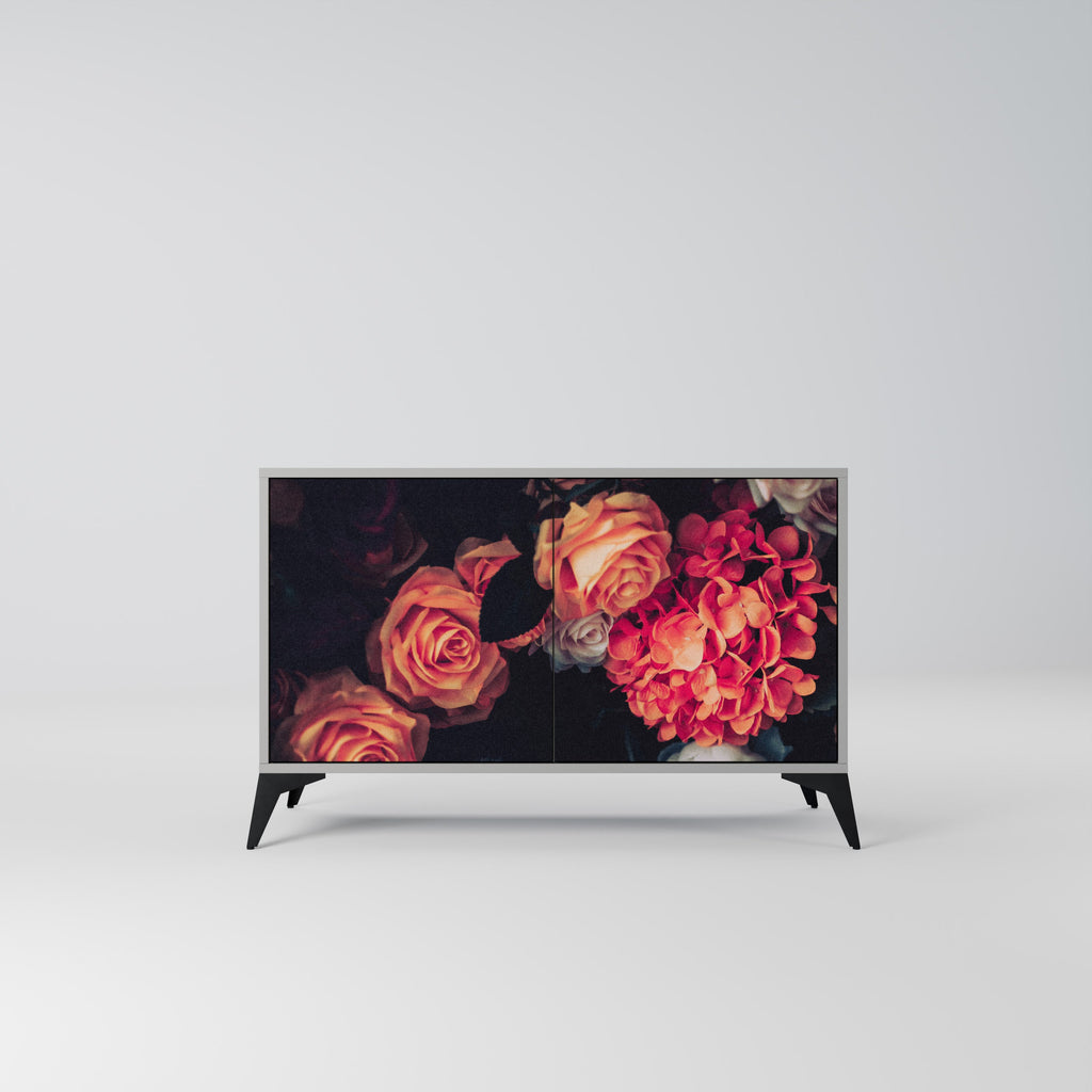 NEVERENDING BLOOM 2-Door Sideboard in Grey Finish