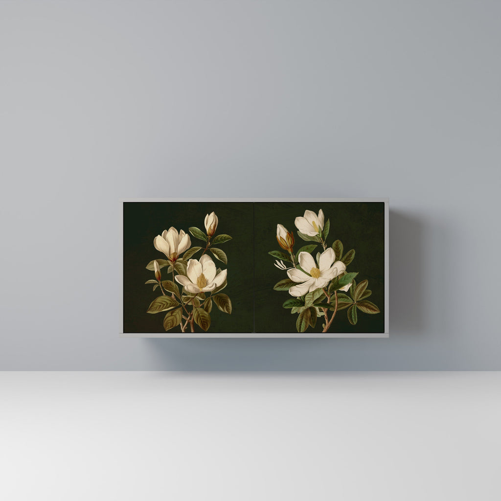 Buffet 2 portes FLORAL NOIR finition grise