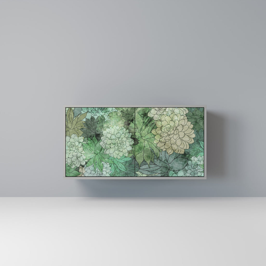 Buffet 2 portes SUCCULENT CLUSTER en finition grise