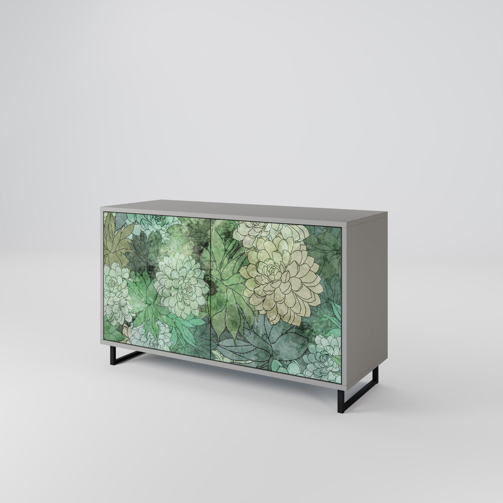 Buffet 2 portes SUCCULENT CLUSTER en finition grise