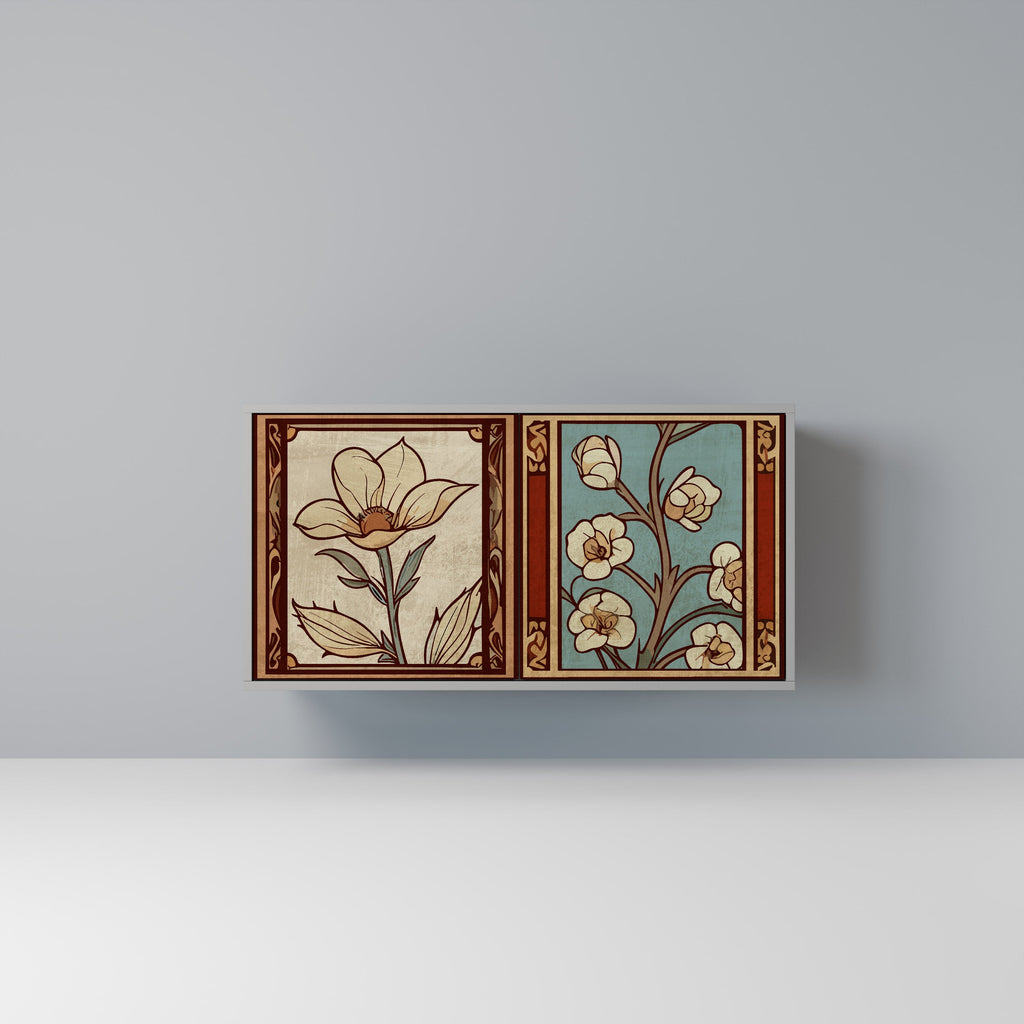 Buffet 2 portes TIMELESS FLORA finition grise