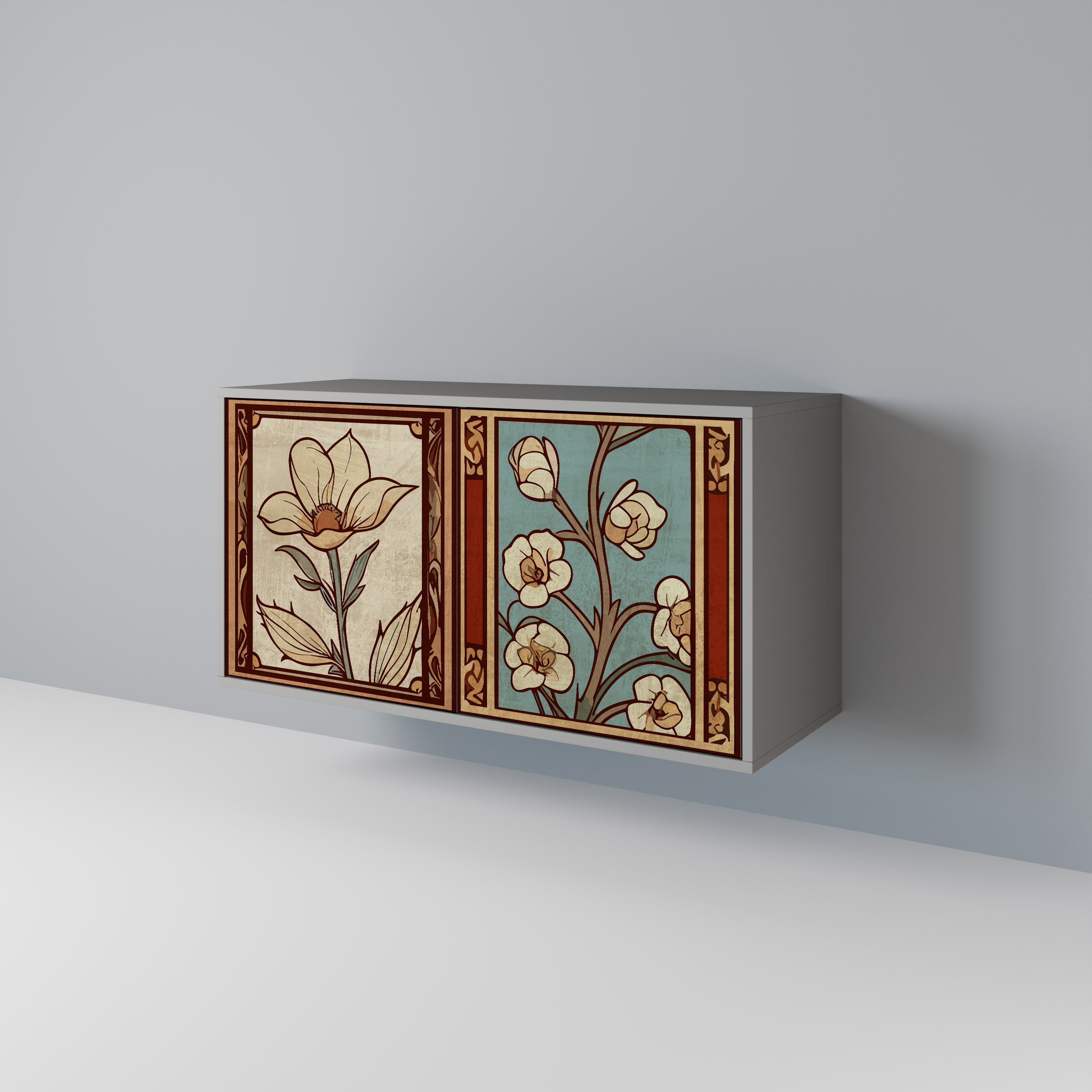 Buffet 2 portes TIMELESS FLORA finition grise