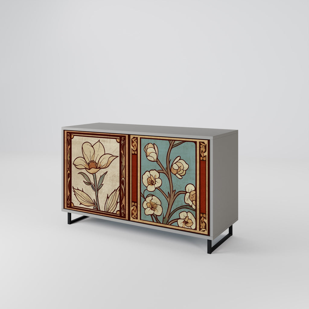 Buffet 2 portes TIMELESS FLORA finition grise