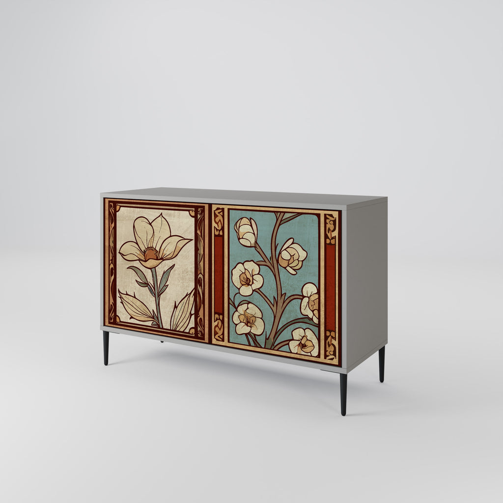 Buffet 2 portes TIMELESS FLORA finition grise