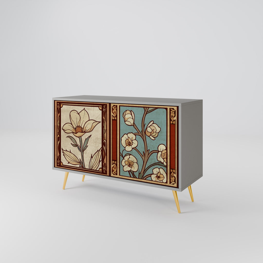 Buffet 2 portes TIMELESS FLORA finition grise