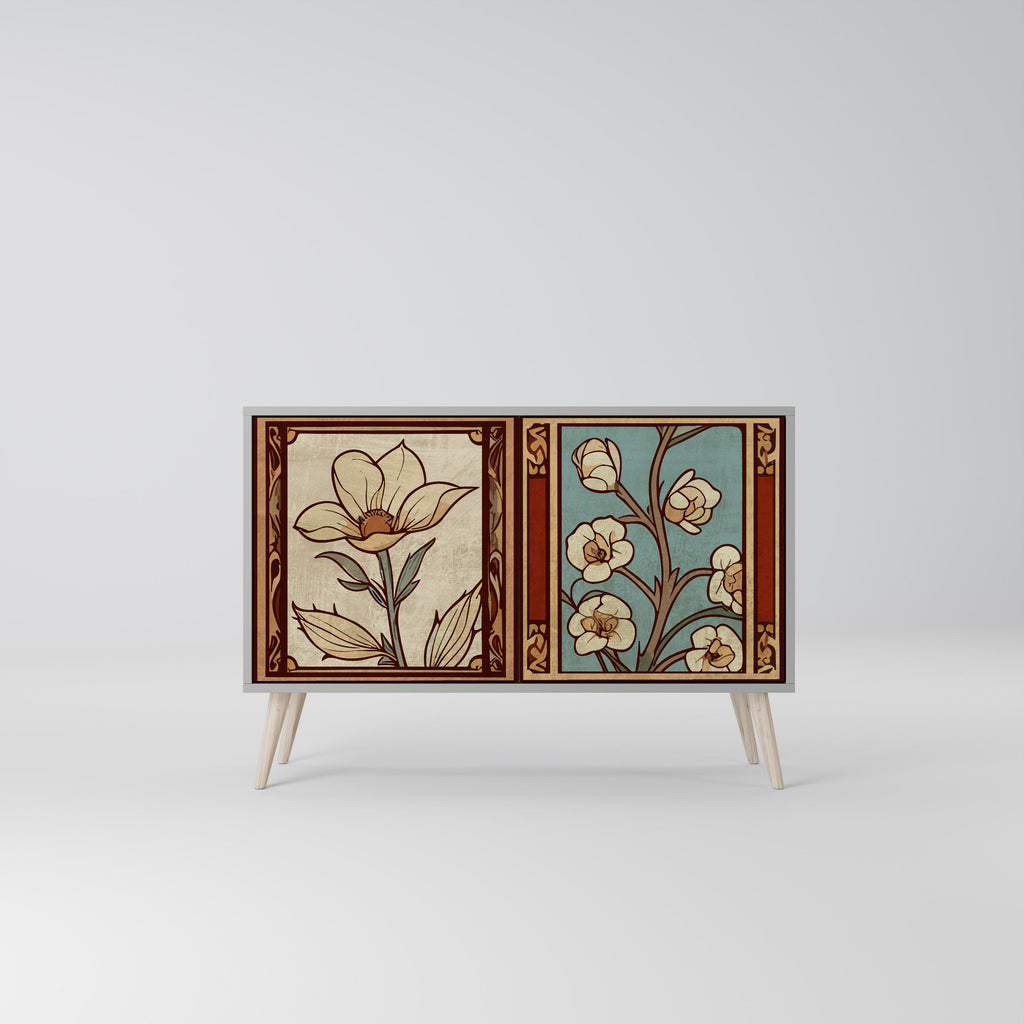 Buffet 2 portes TIMELESS FLORA finition grise