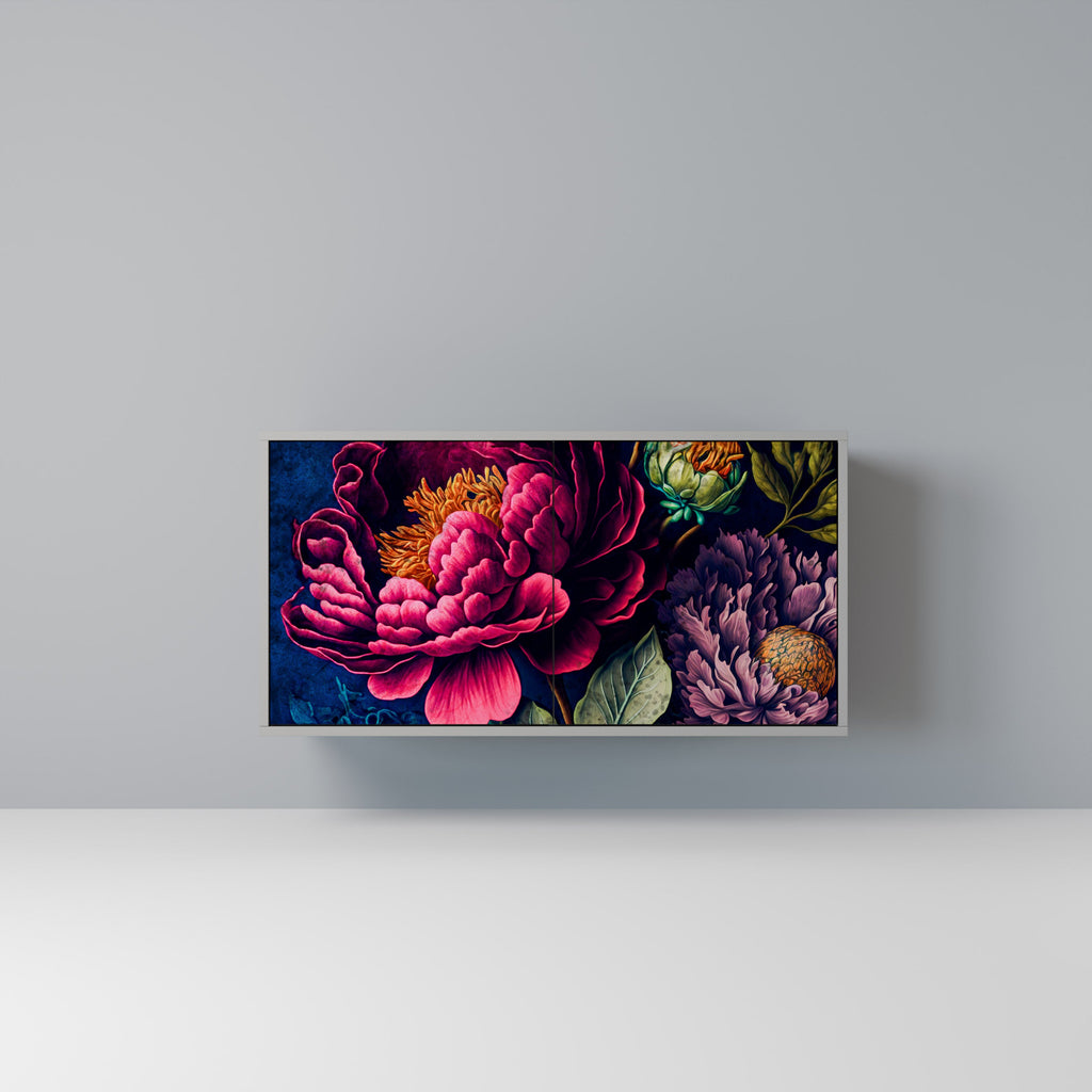 Buffet 2 portes BLOOMING ELEGANCE finition grise