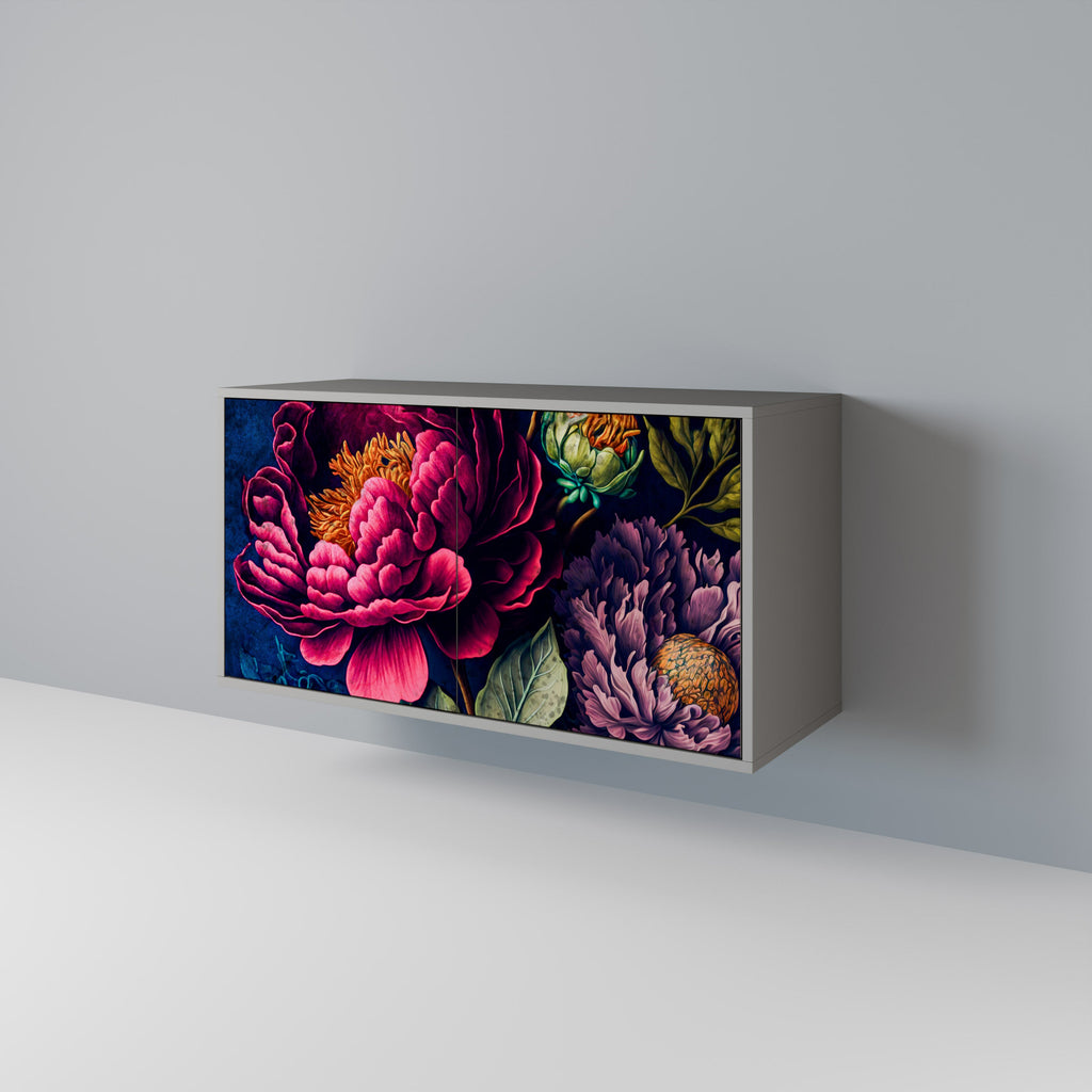 Buffet 2 portes BLOOMING ELEGANCE finition grise