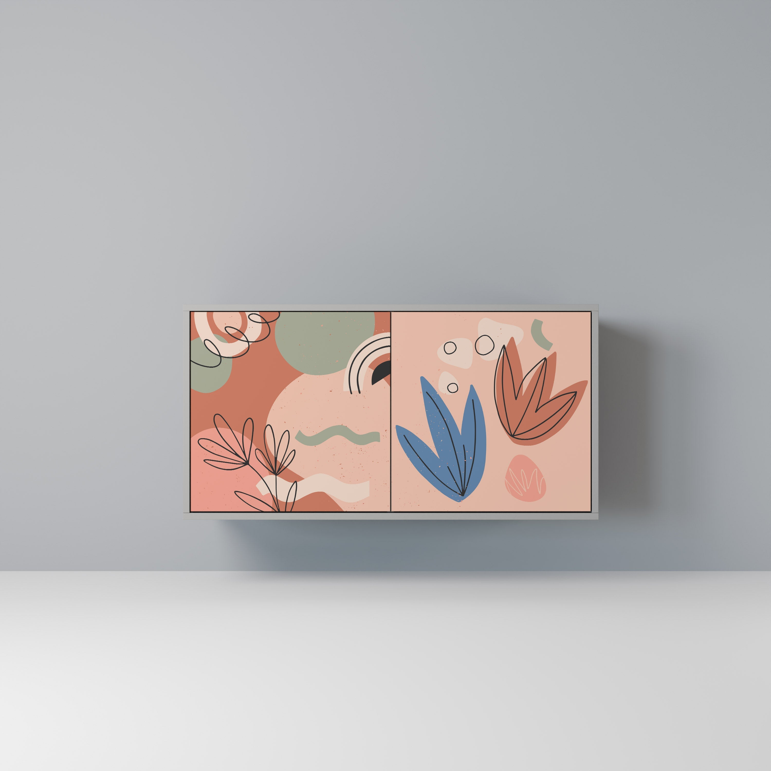 Buffet 2 portes PASTEL DESTINY, finition grise