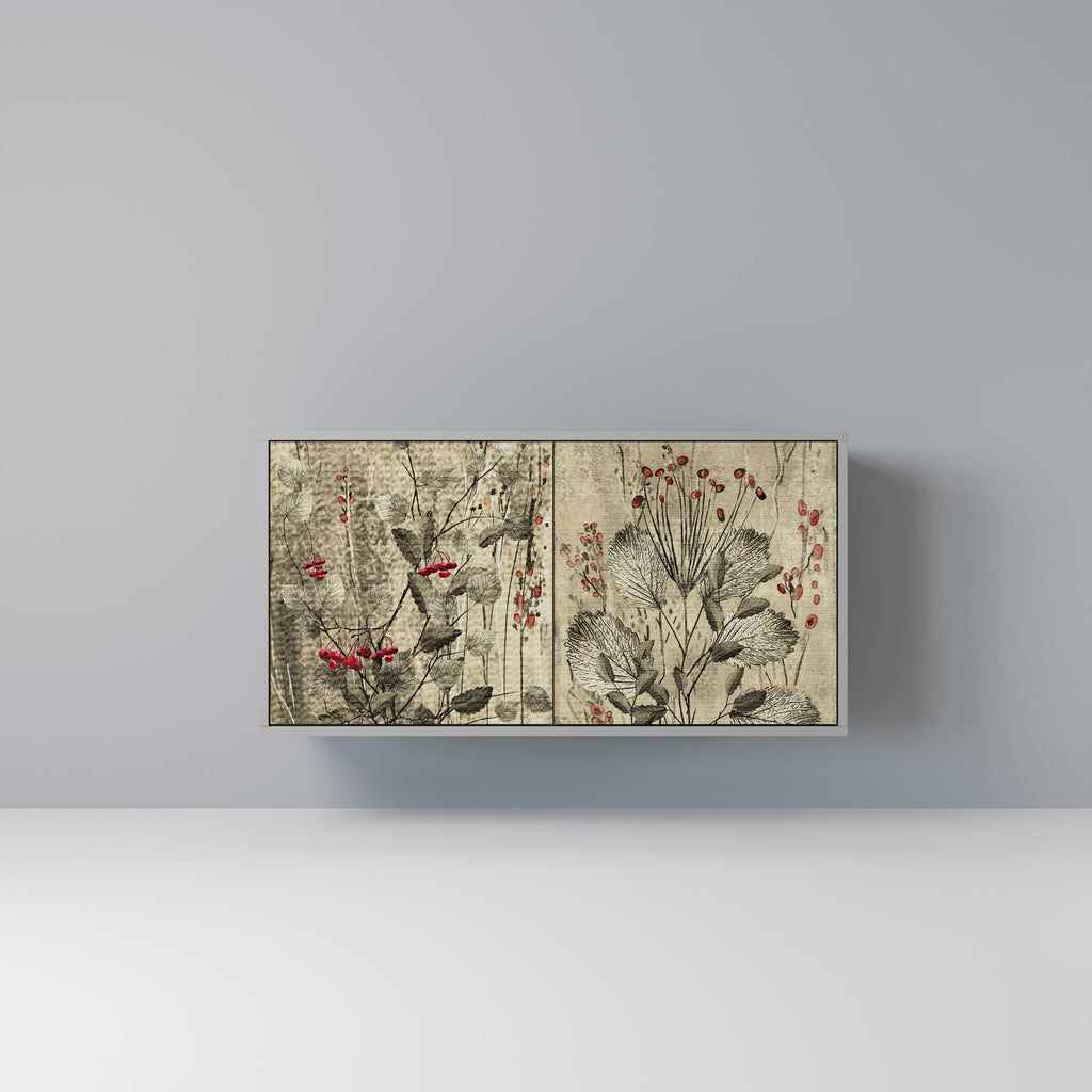 Buffet 2 portes HERBAL GRACE finition grise