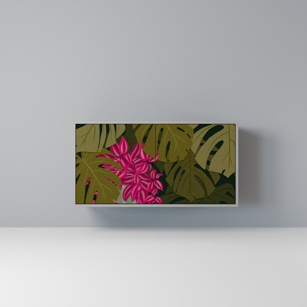 Buffet 2 portes TROPICAL BEAUTY en finition grise