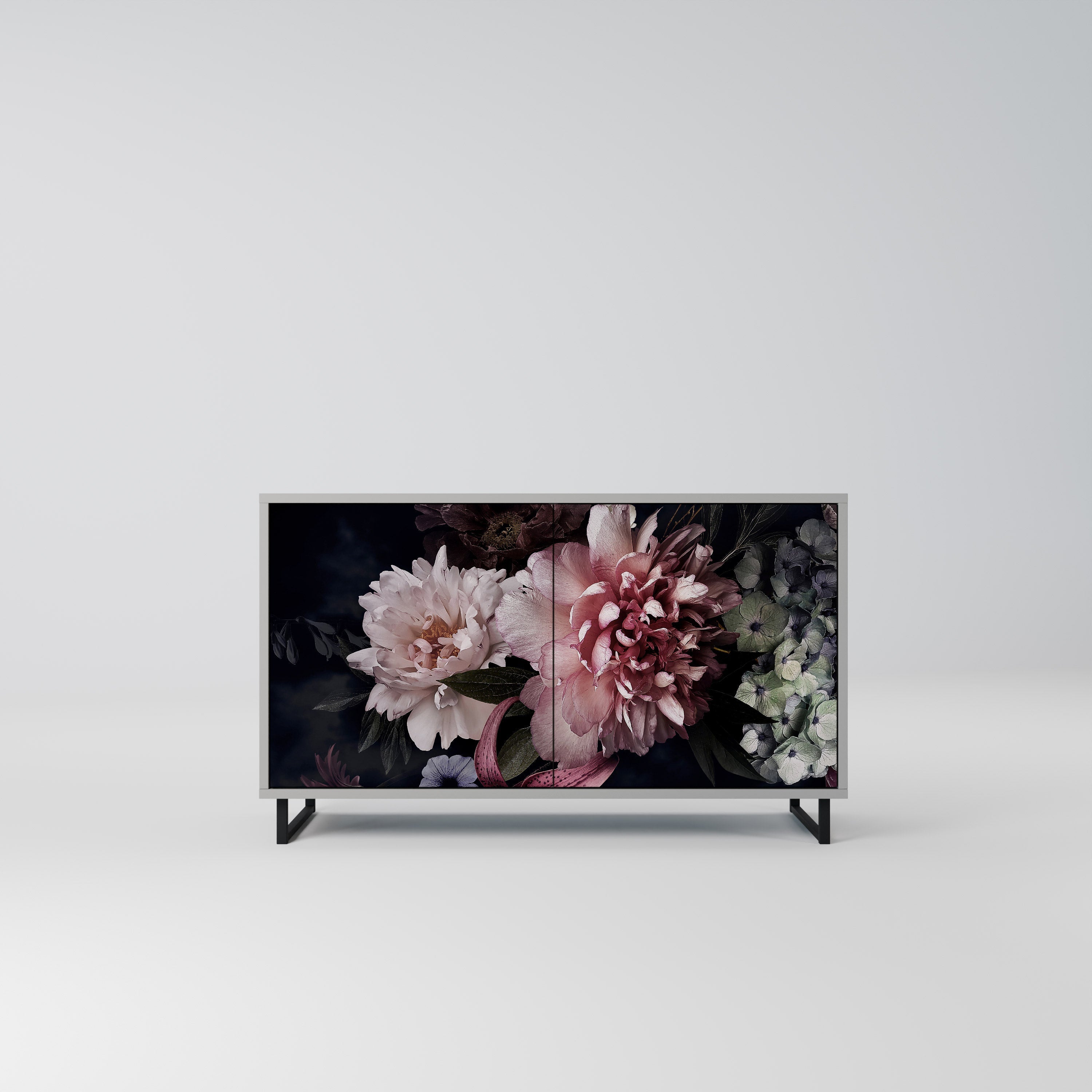 Buffet 2 portes PURE BLOSSOM finition grise
