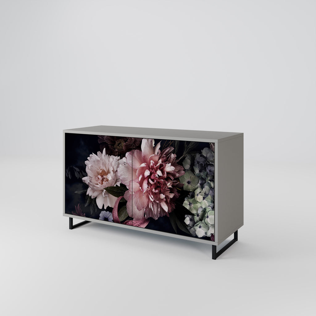 Buffet 2 portes PURE BLOSSOM finition grise