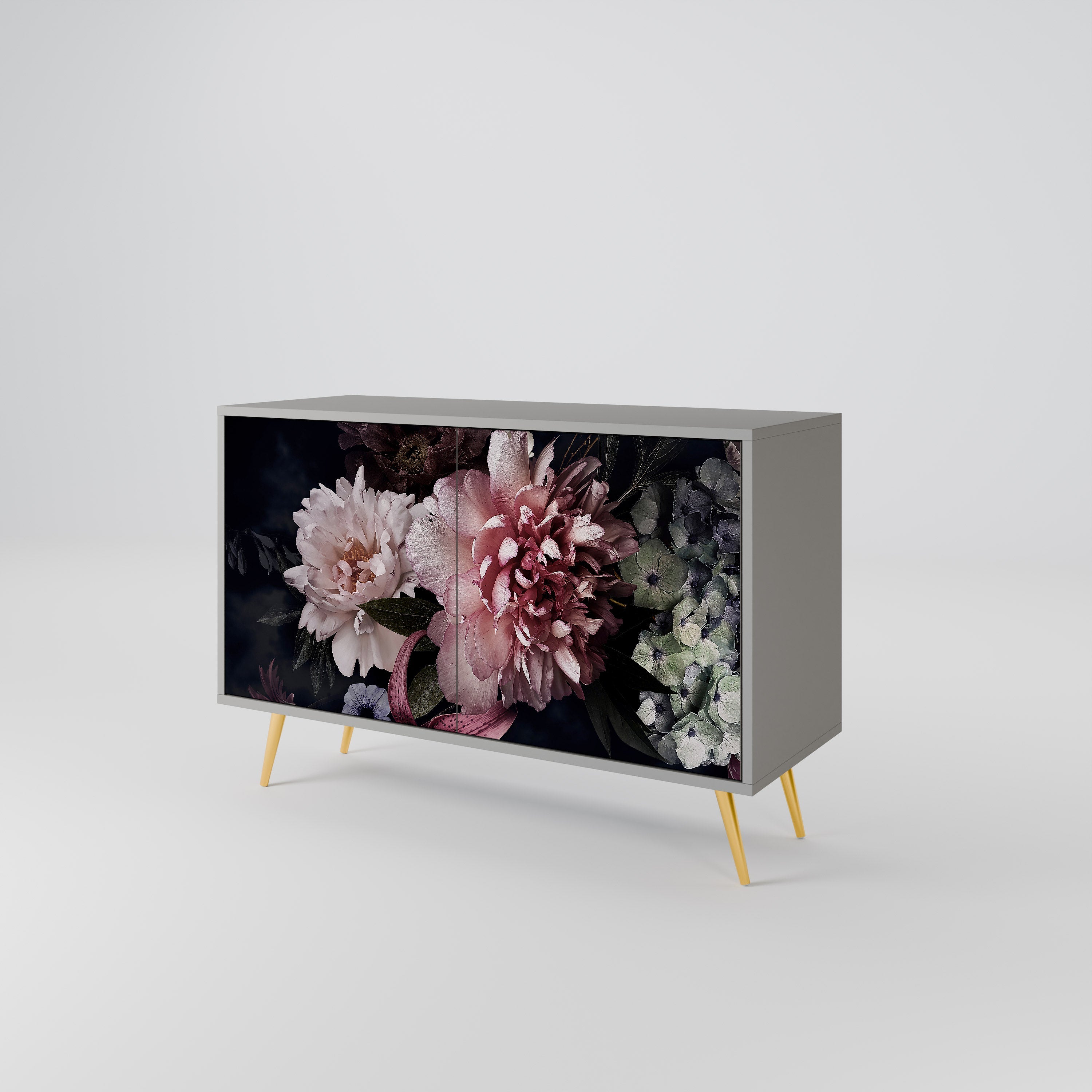 Buffet 2 portes PURE BLOSSOM finition grise
