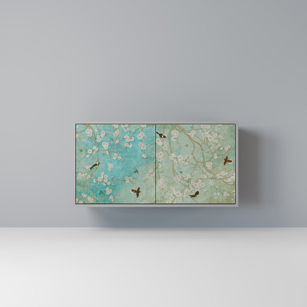 Buffet 2 portes BLOOMING CHARM en finition grise