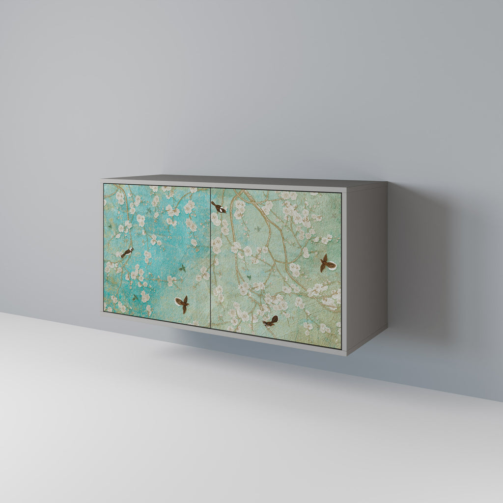 Buffet 2 portes BLOOMING CHARM en finition grise