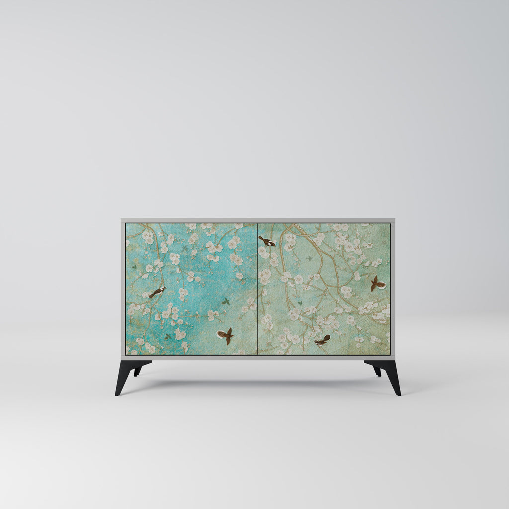 Buffet 2 portes BLOOMING CHARM en finition grise