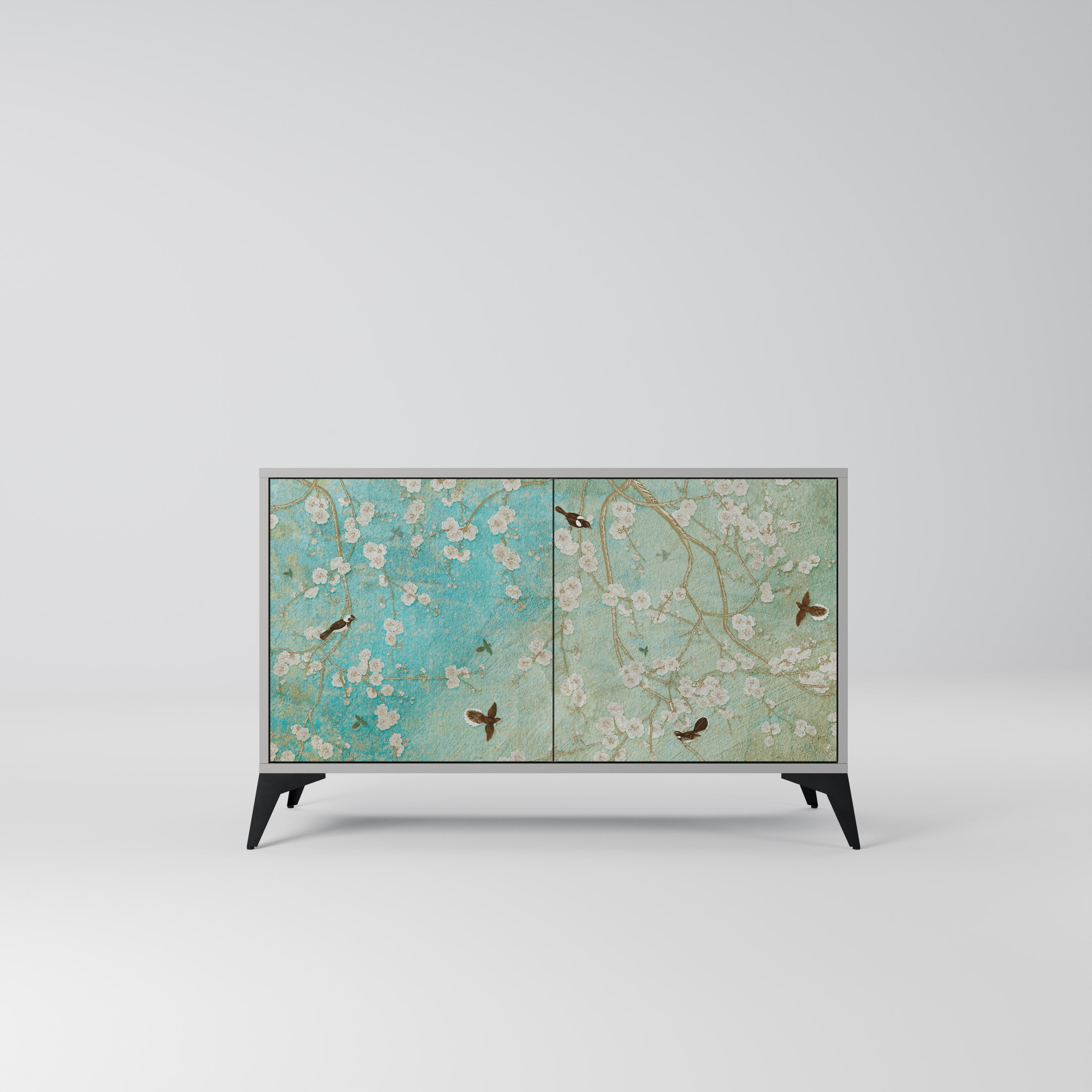 Buffet 2 portes BLOOMING CHARM en finition grise