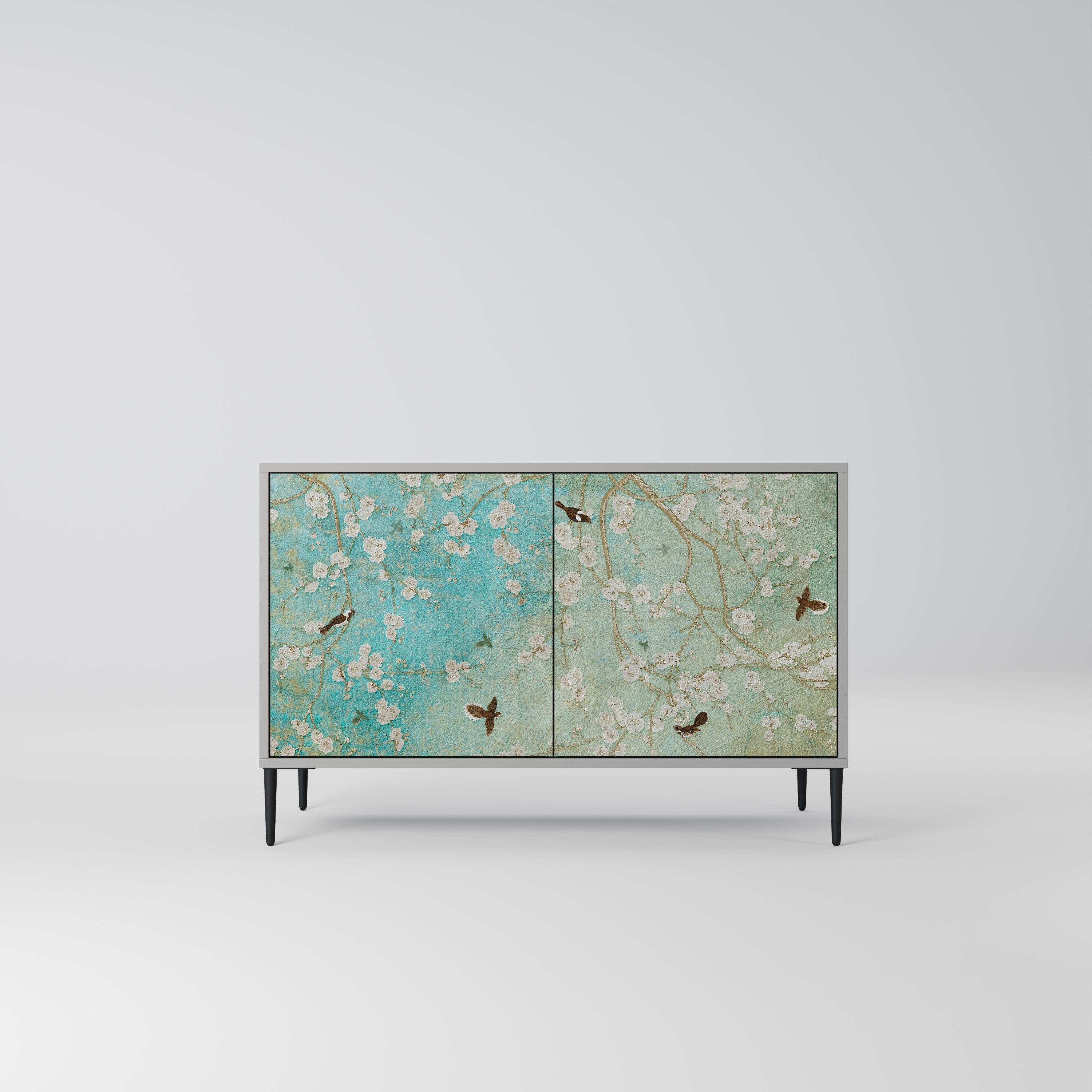 Buffet 2 portes BLOOMING CHARM en finition grise