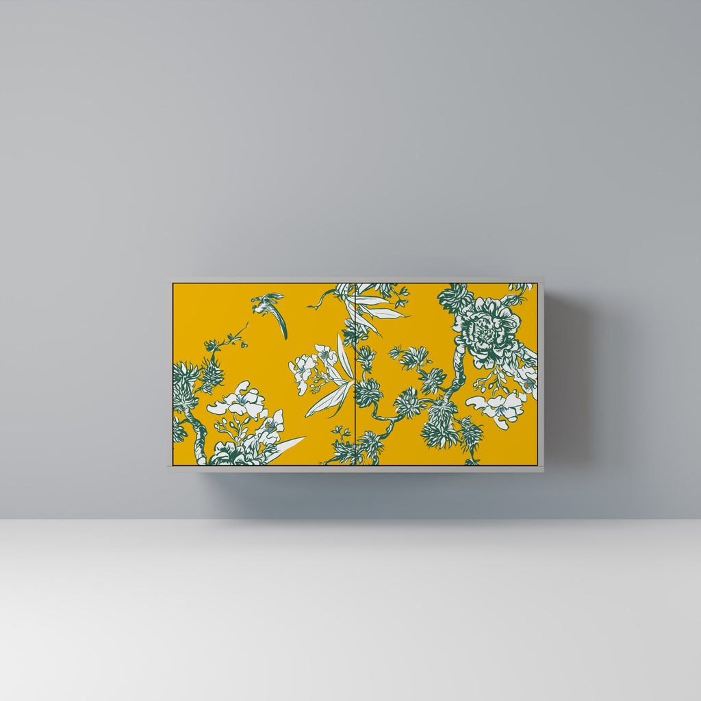Buffet 2 portes YELLOW CHINOISERIE en finition grise