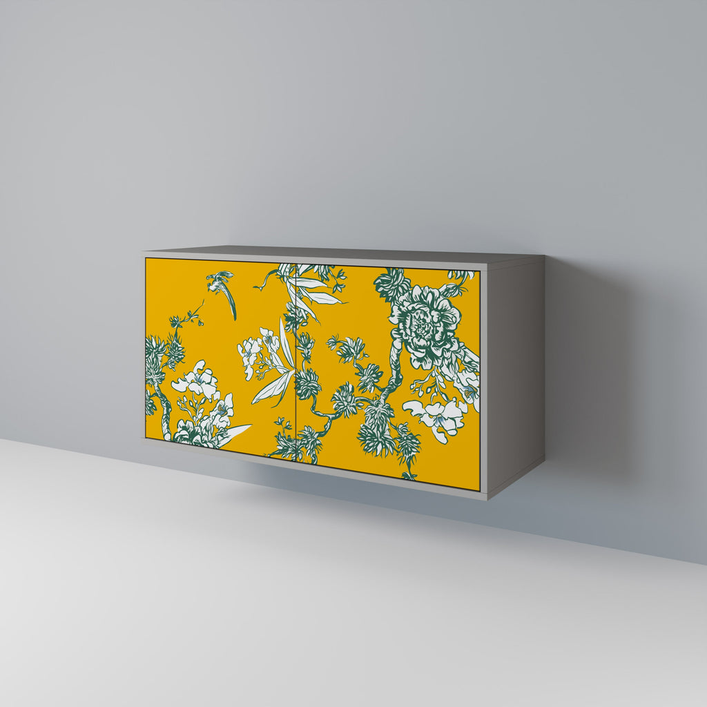 Buffet 2 portes YELLOW CHINOISERIE en finition grise