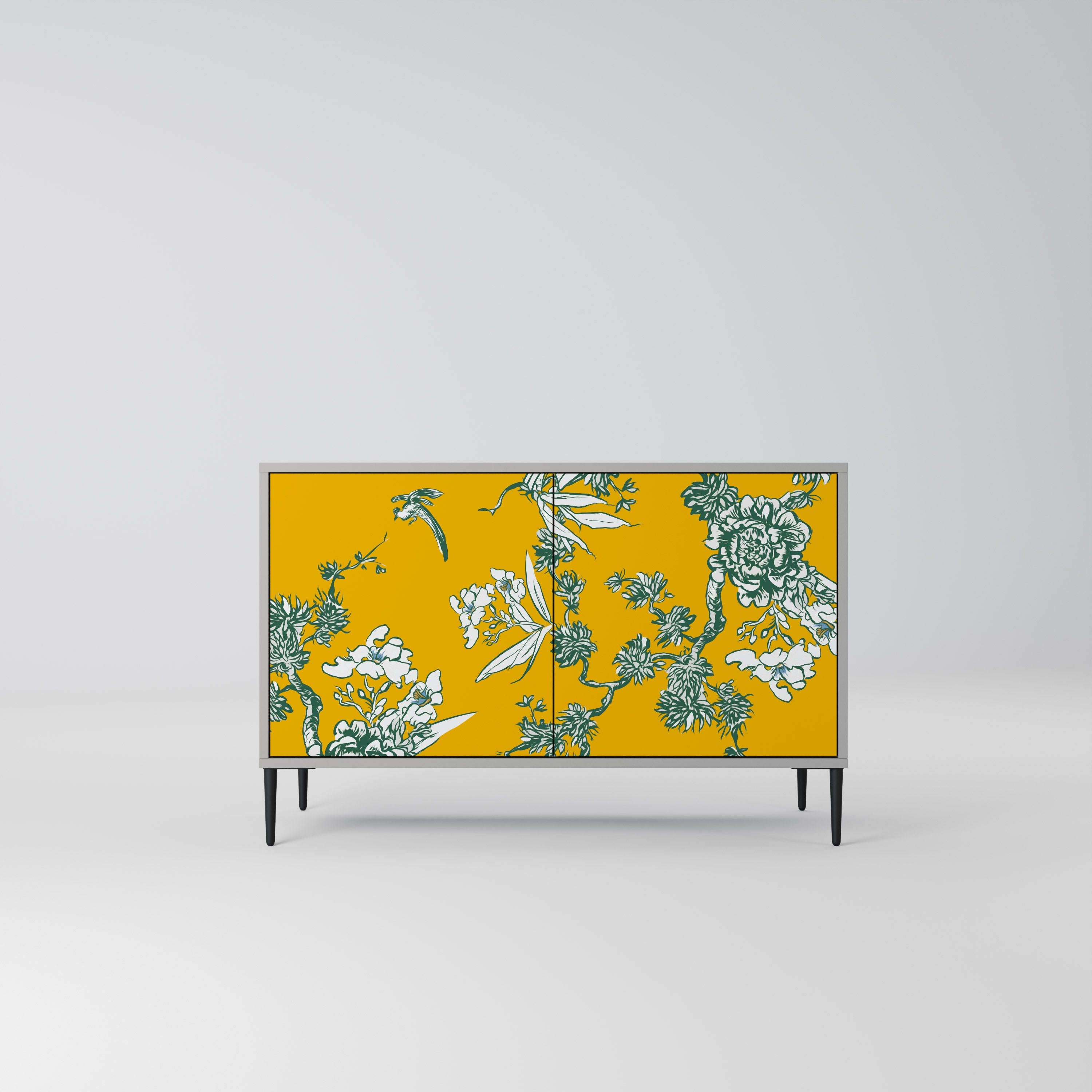 Buffet 2 portes YELLOW CHINOISERIE en finition grise
