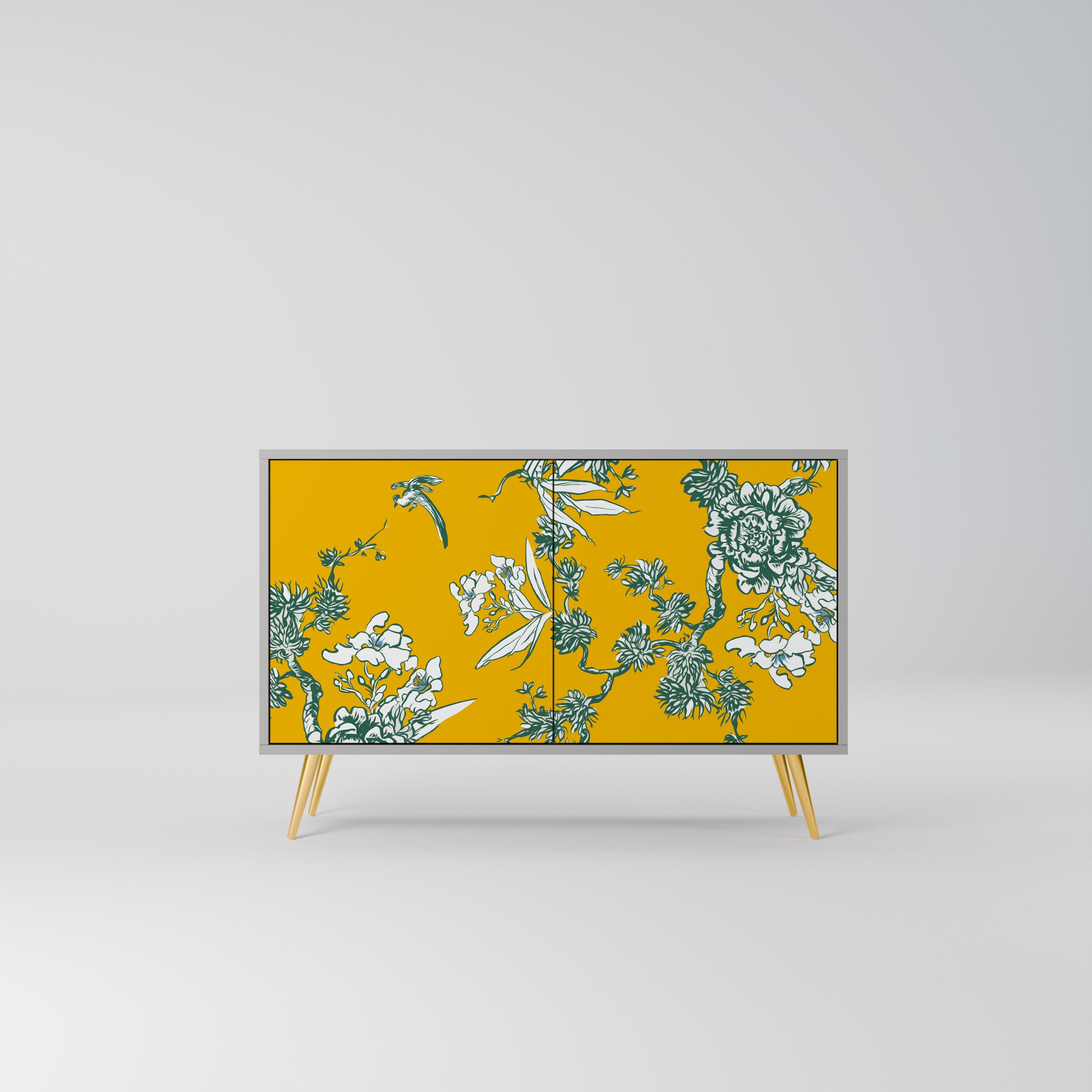 Buffet 2 portes YELLOW CHINOISERIE en finition grise