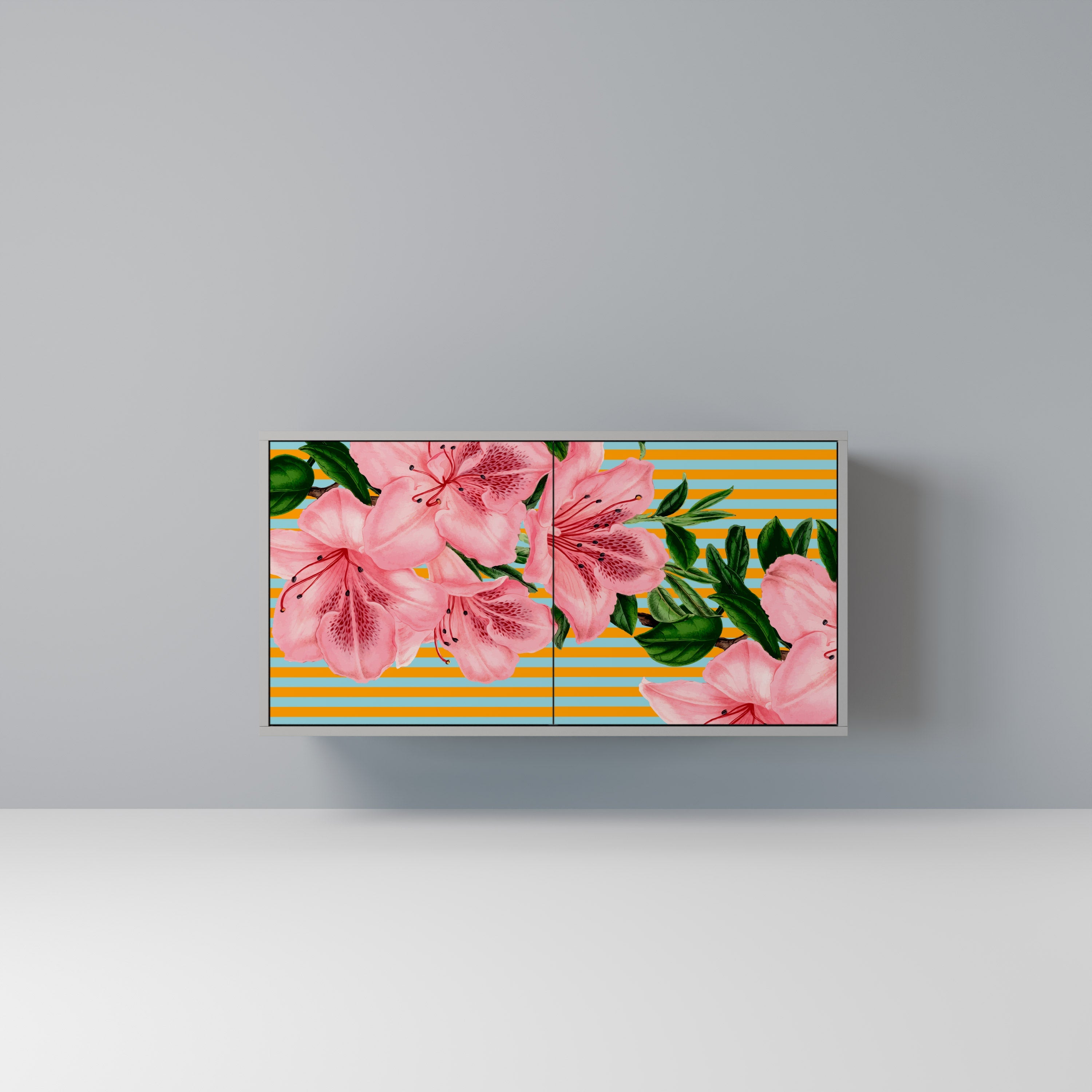 Buffet 2 portes FRAGILE BEAUTY, finition grise