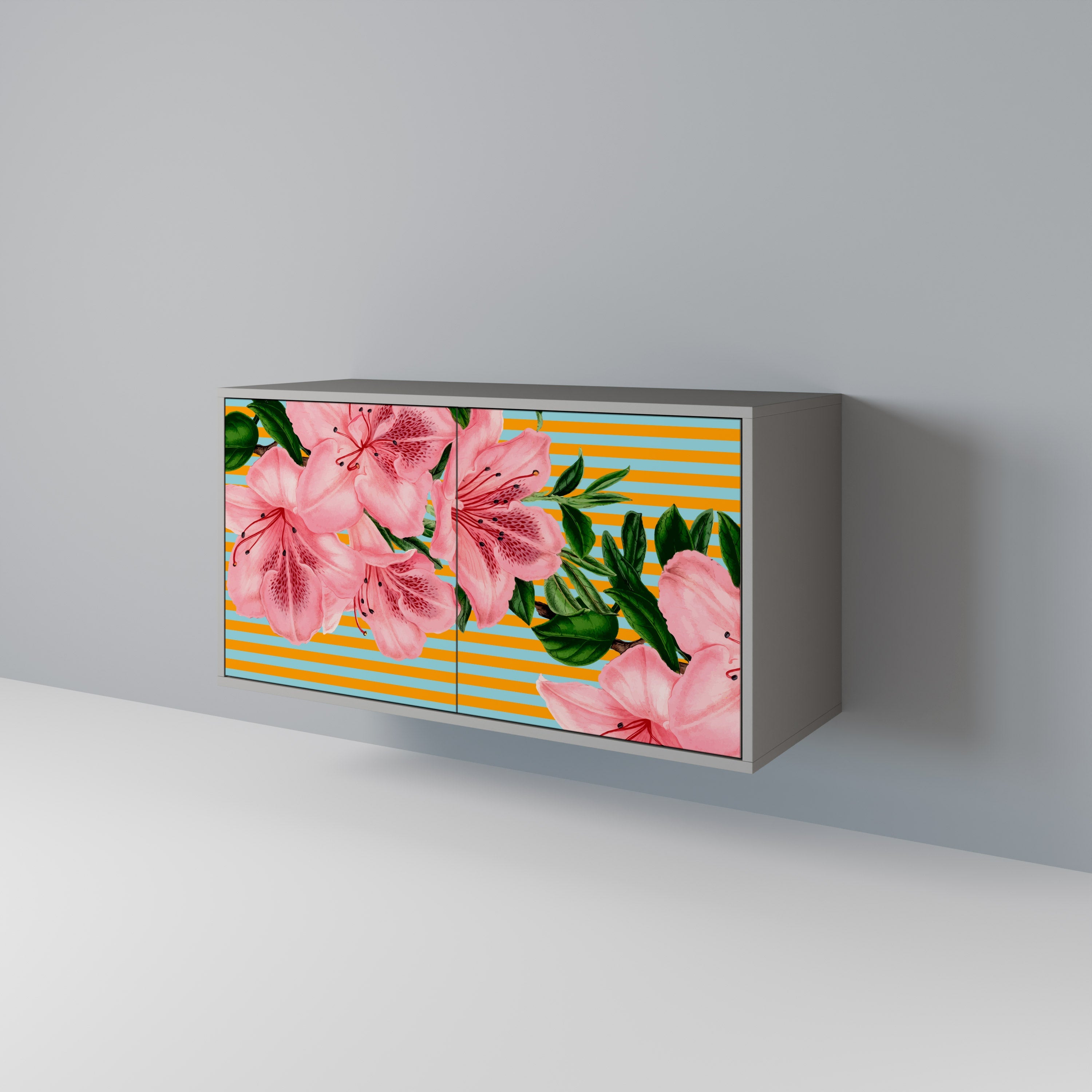 Buffet 2 portes FRAGILE BEAUTY, finition grise