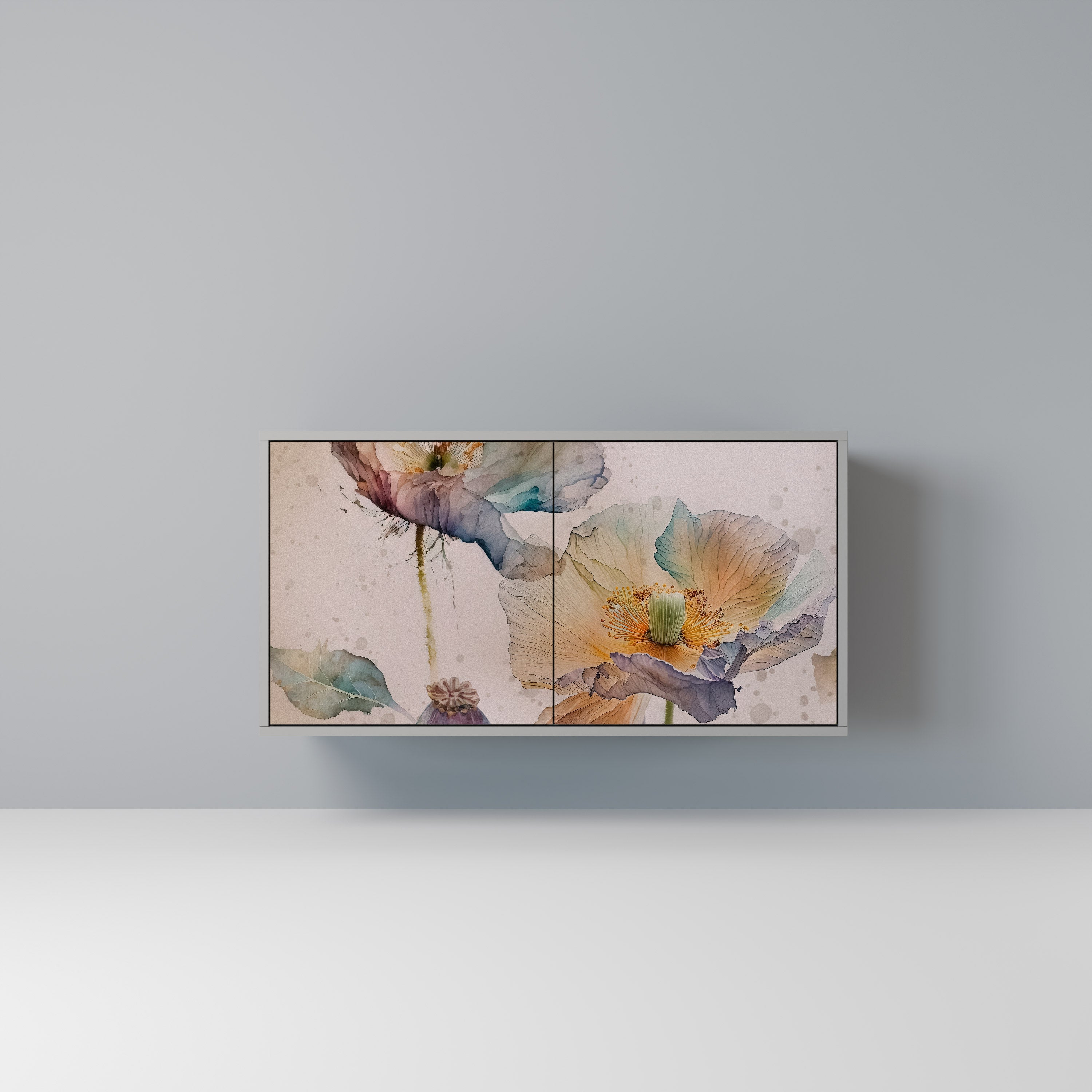 Buffet 2 portes SOFTEN POPPY finition grise