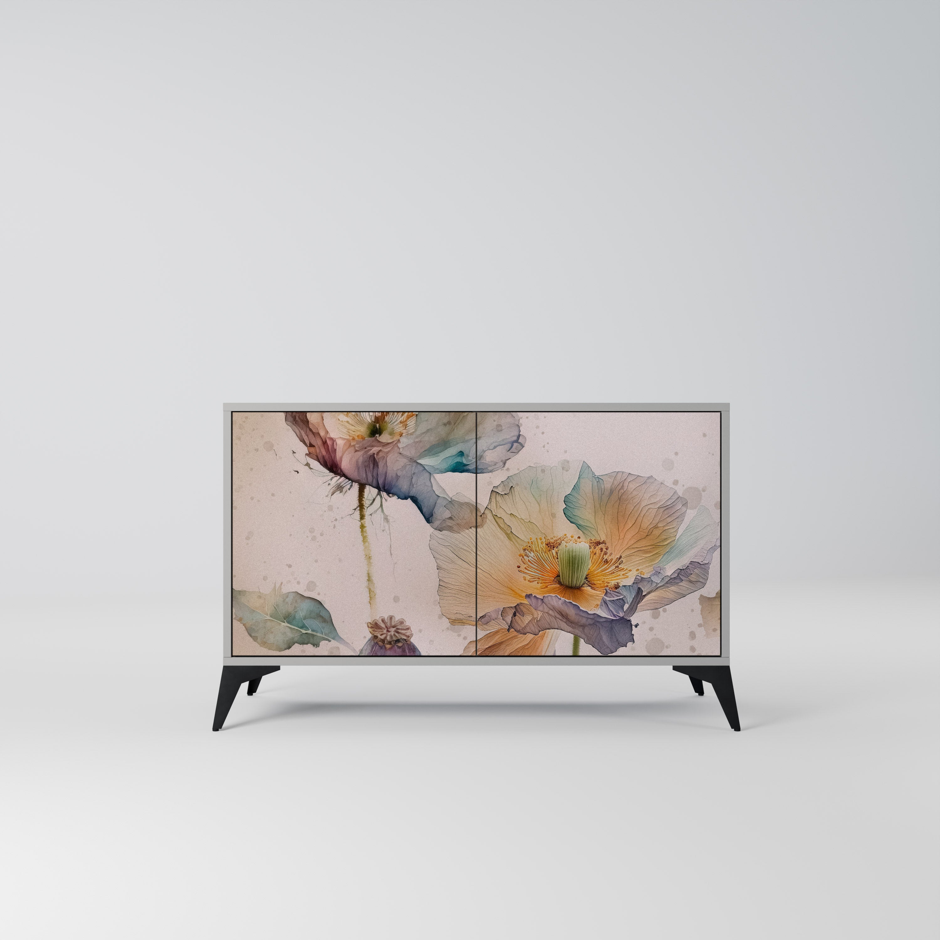 Buffet 2 portes SOFTEN POPPY finition grise